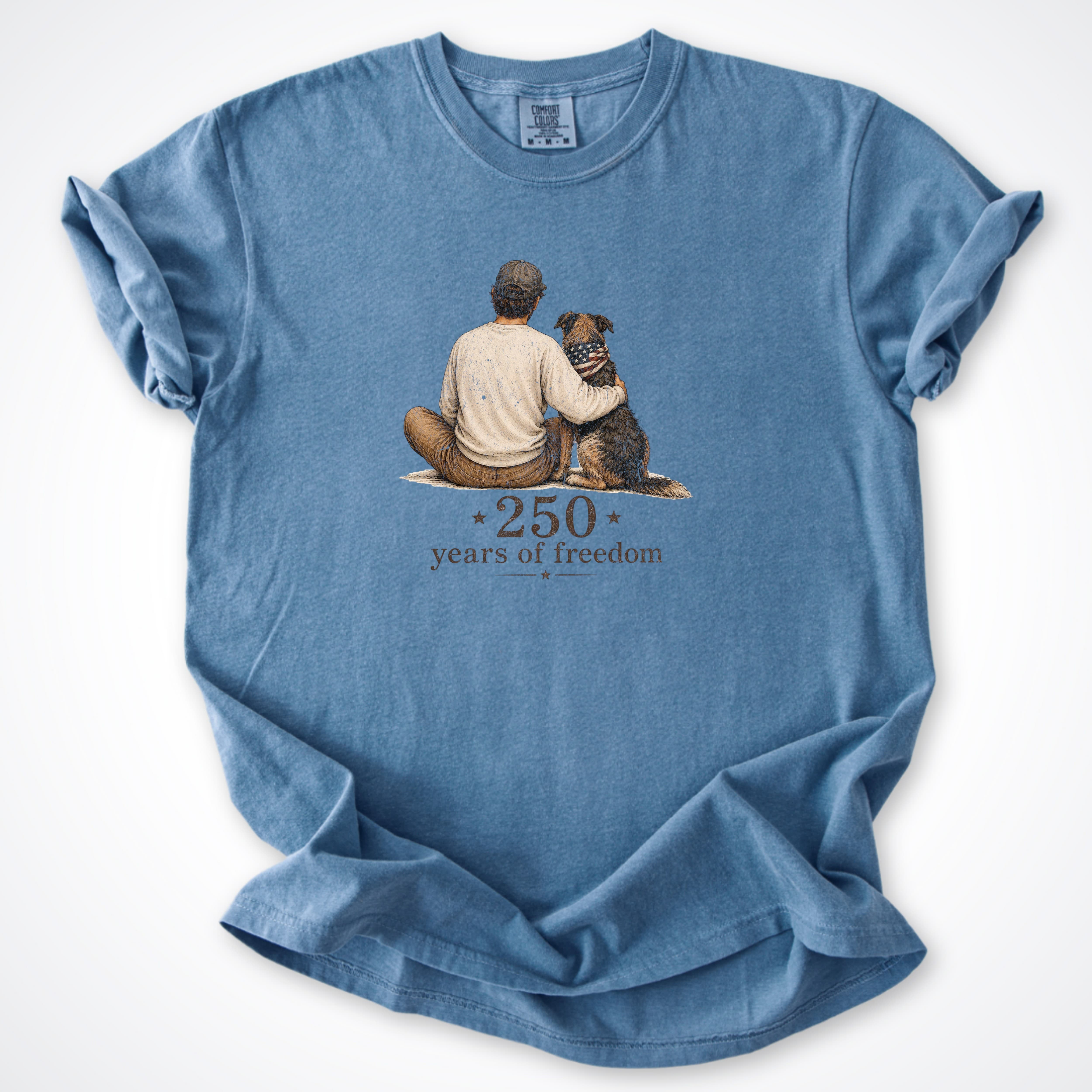T-Shirt Blue Jean / S 250 Years of Freedom - Man & Dog Comfort Colors T-Shirt ReallyintoDogs