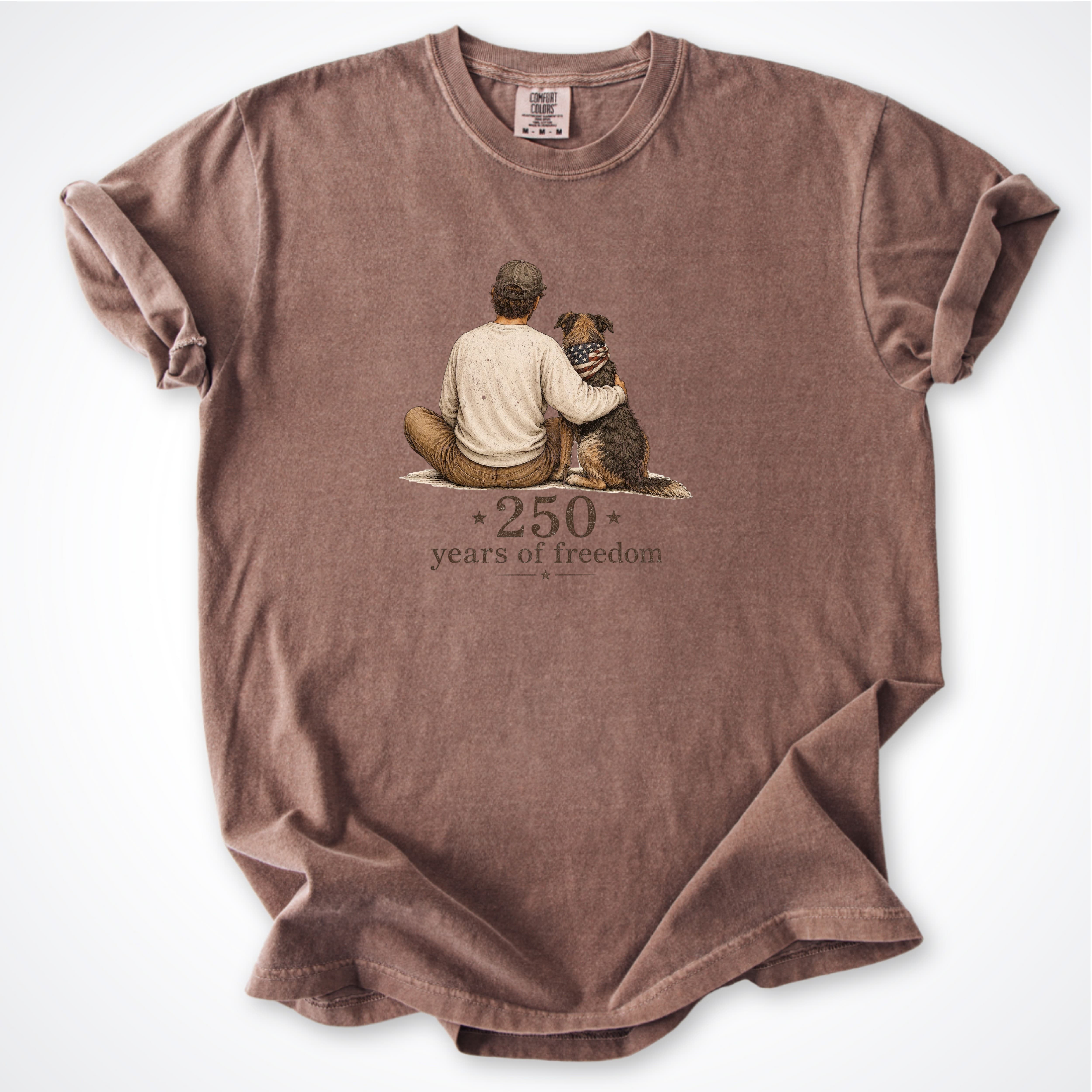 T-Shirt Espresso / S 250 Years of Freedom - Man & Dog Comfort Colors T-Shirt ReallyintoDogs