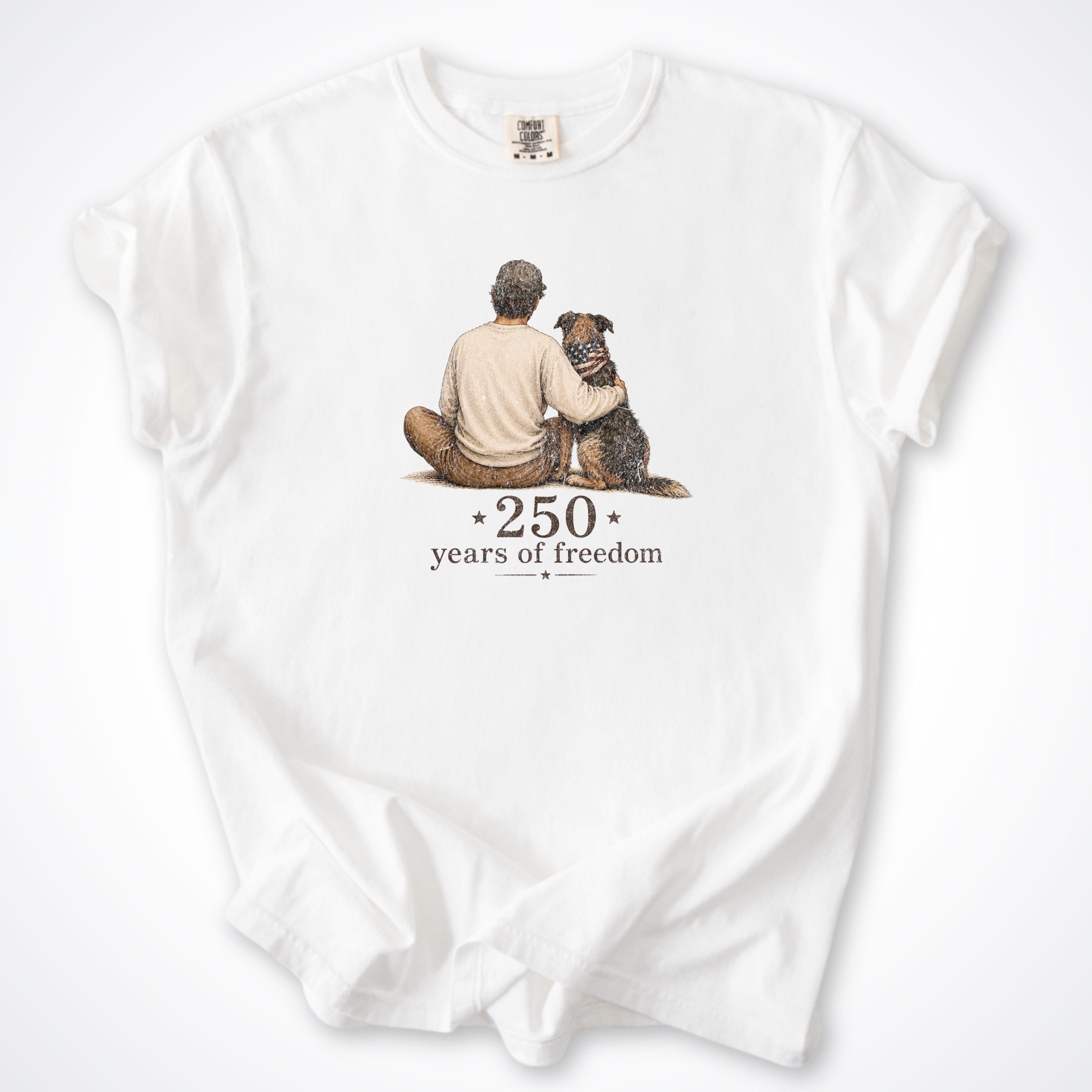 T-Shirt White / S 250 Years of Freedom - Man & Dog Comfort Colors T-Shirt ReallyintoDogs