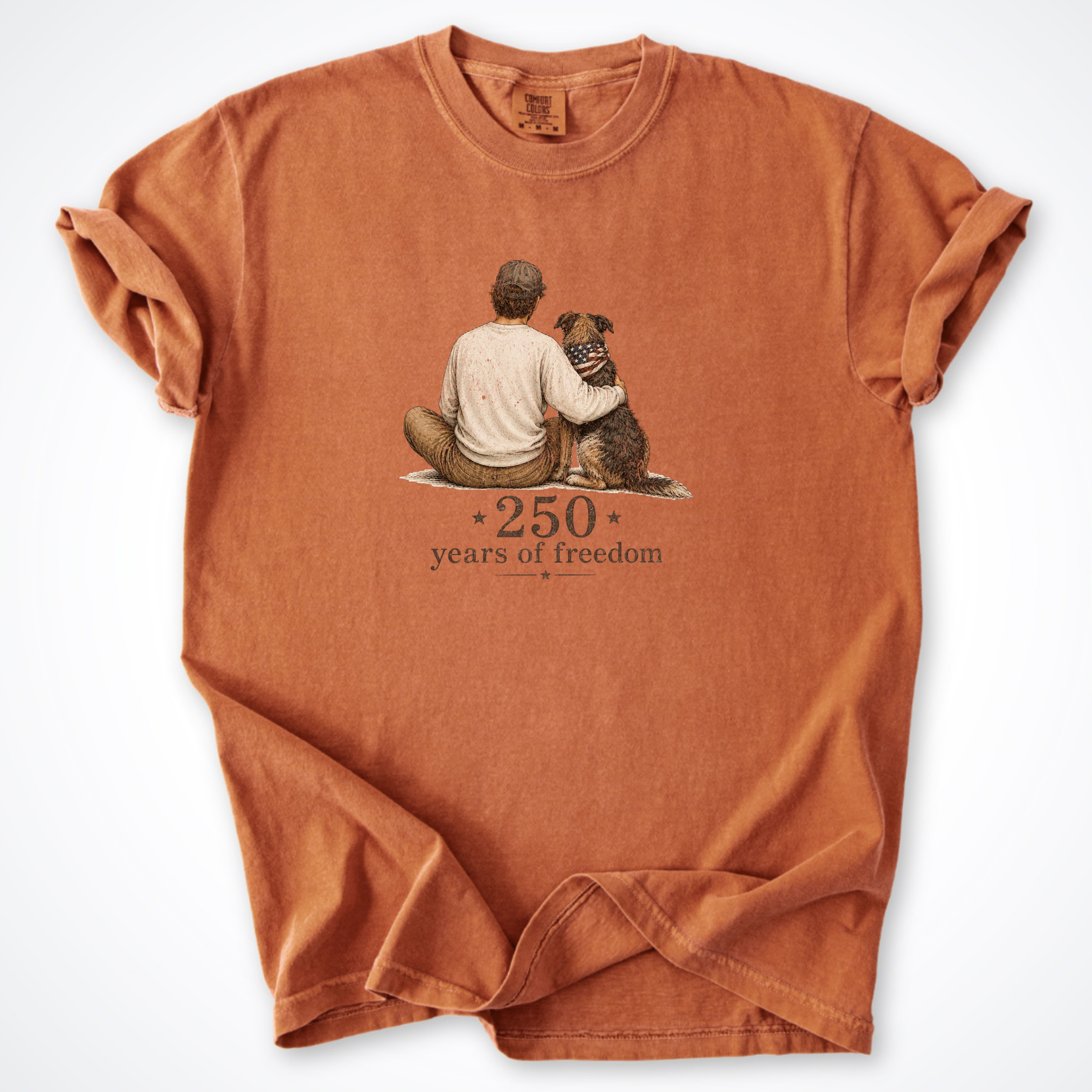 T-Shirt Yam / S 250 Years of Freedom - Man & Dog Comfort Colors T-Shirt ReallyintoDogs