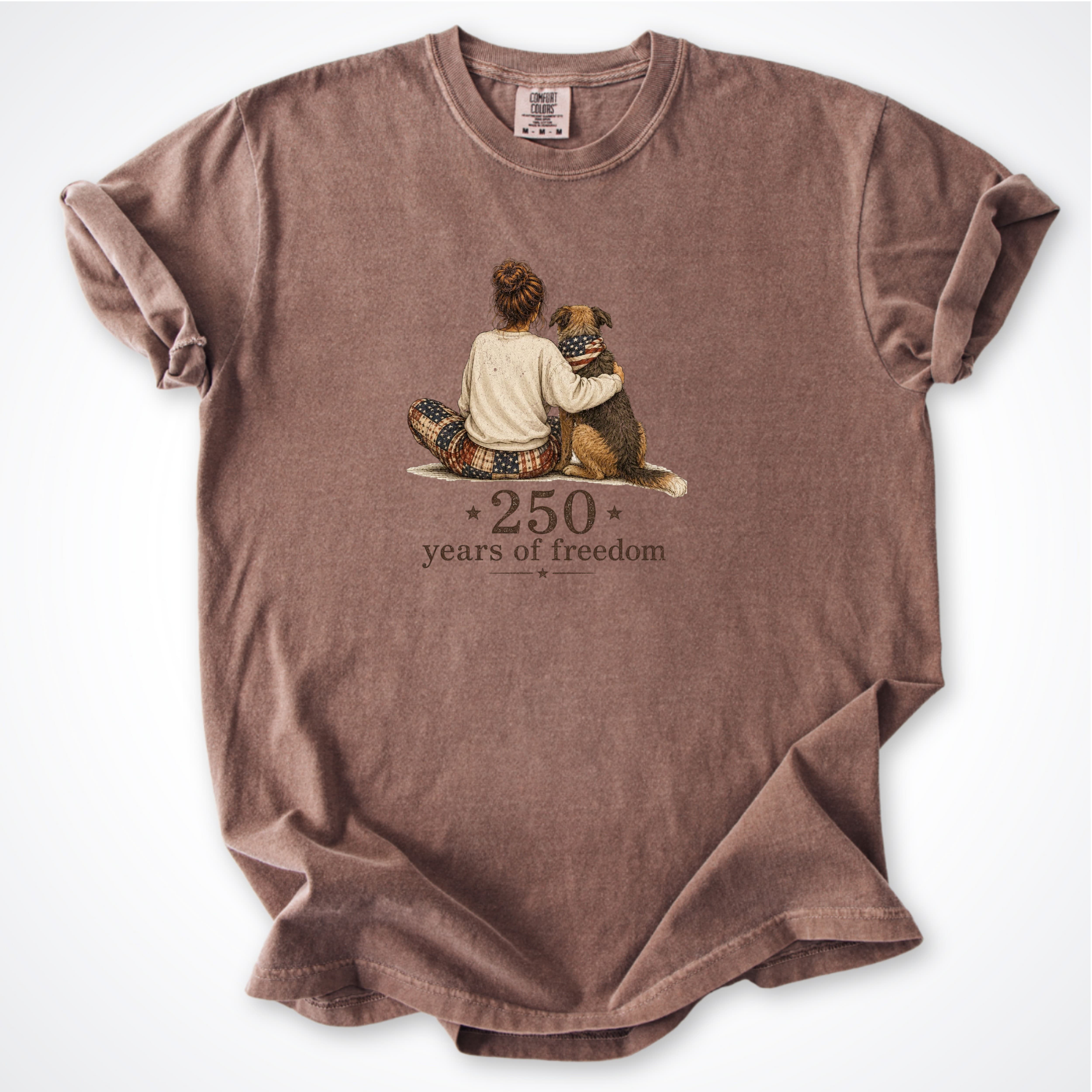 T-Shirt Espresso / S 250 Years of Freedom - Woman & Dog Comfort Colors T-Shirt ReallyintoDogs