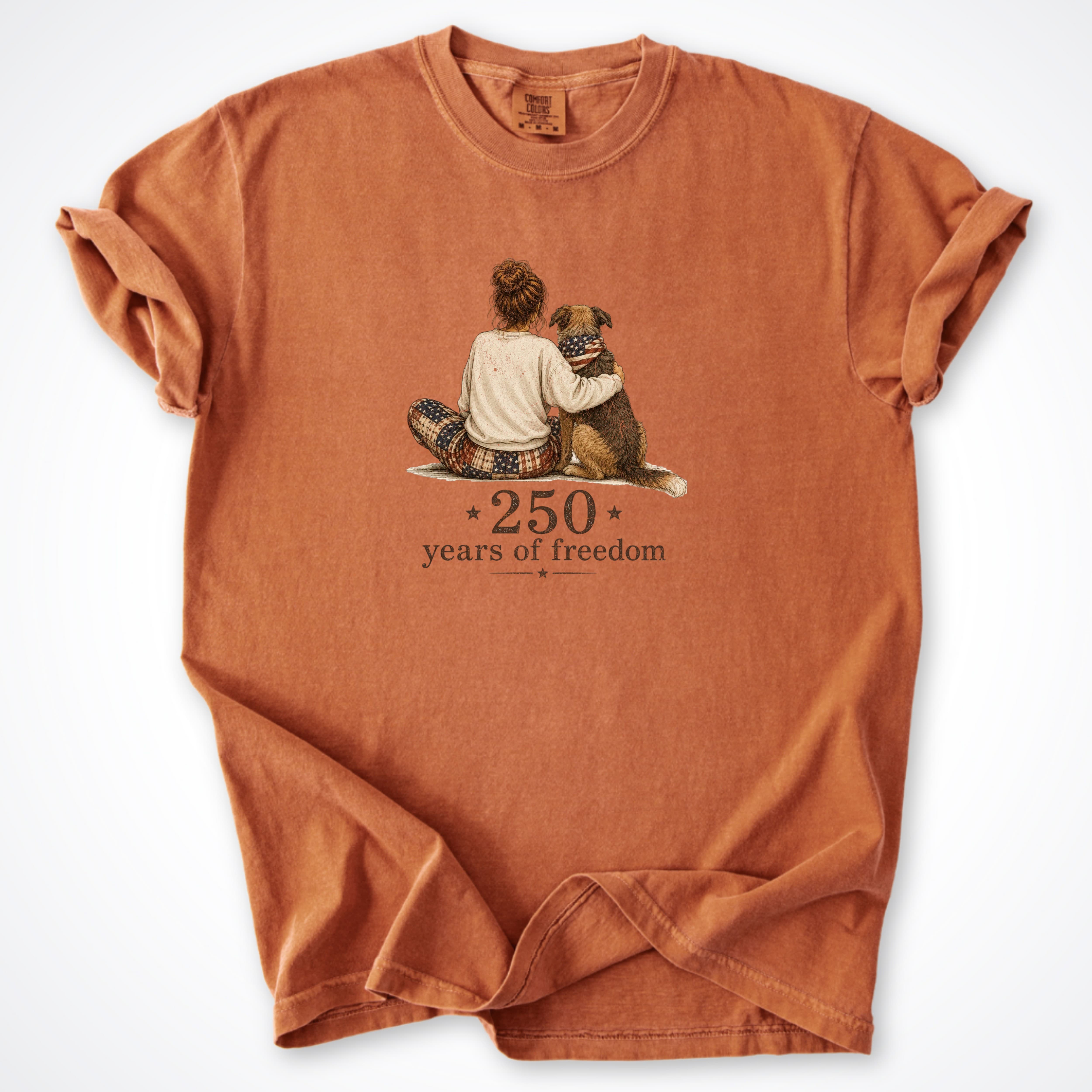 T-Shirt Yam / S 250 Years of Freedom - Woman & Dog Comfort Colors T-Shirt ReallyintoDogs