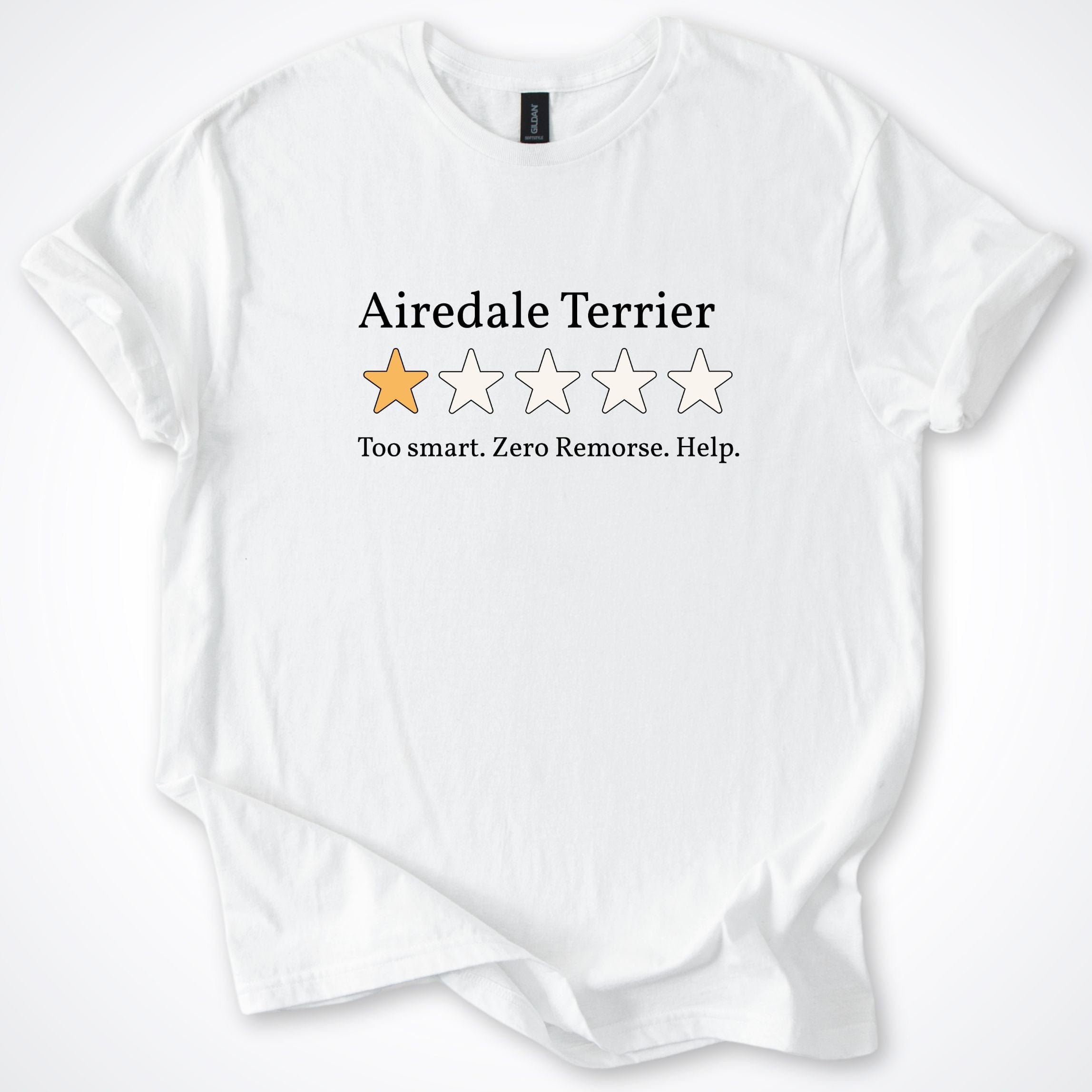T-Shirt White / S Airedale Terrier One Star Review T-Shirt ReallyintoDogs