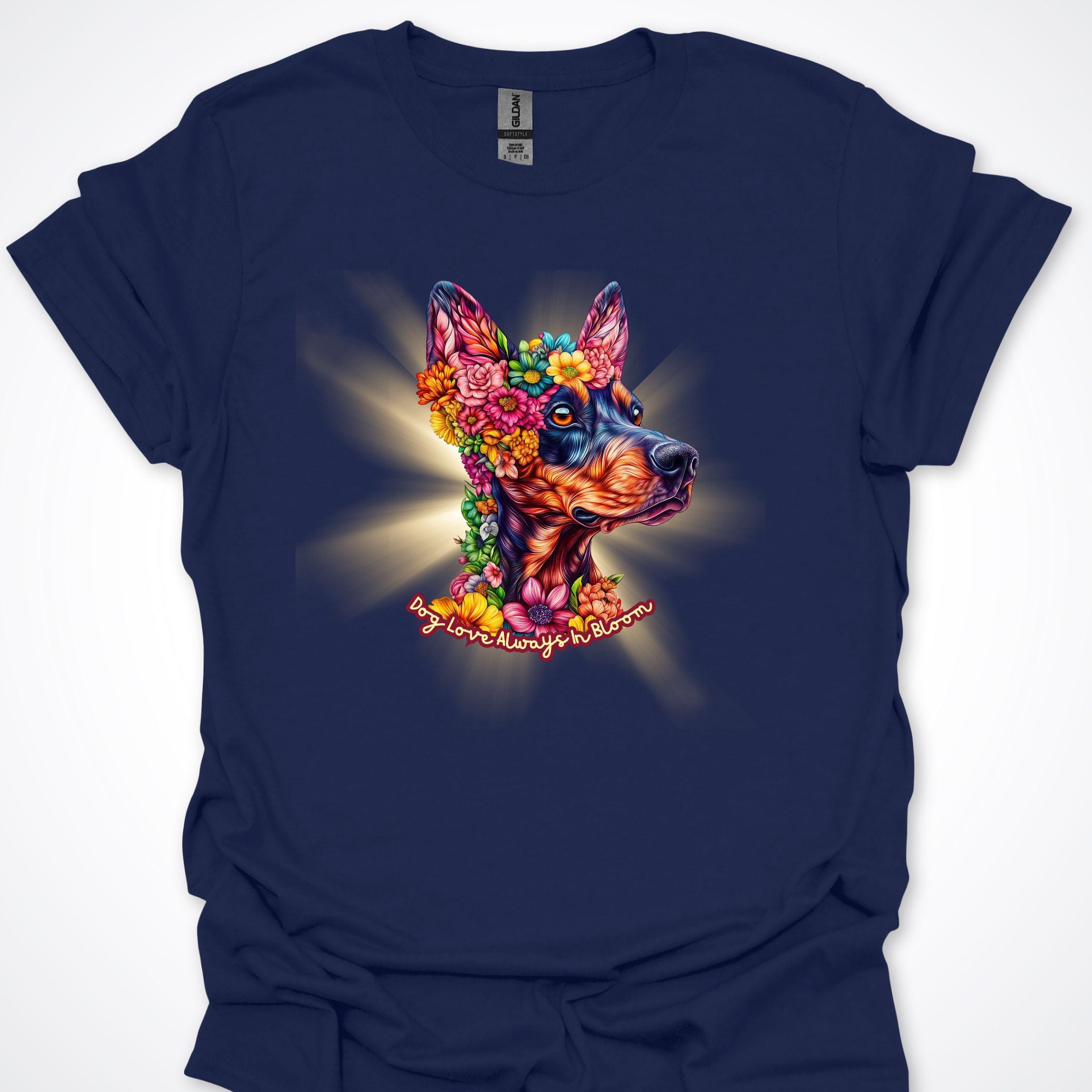 T-Shirt Navy / S Always in Bloom Doberman T-Shirt ReallyintoDogs
