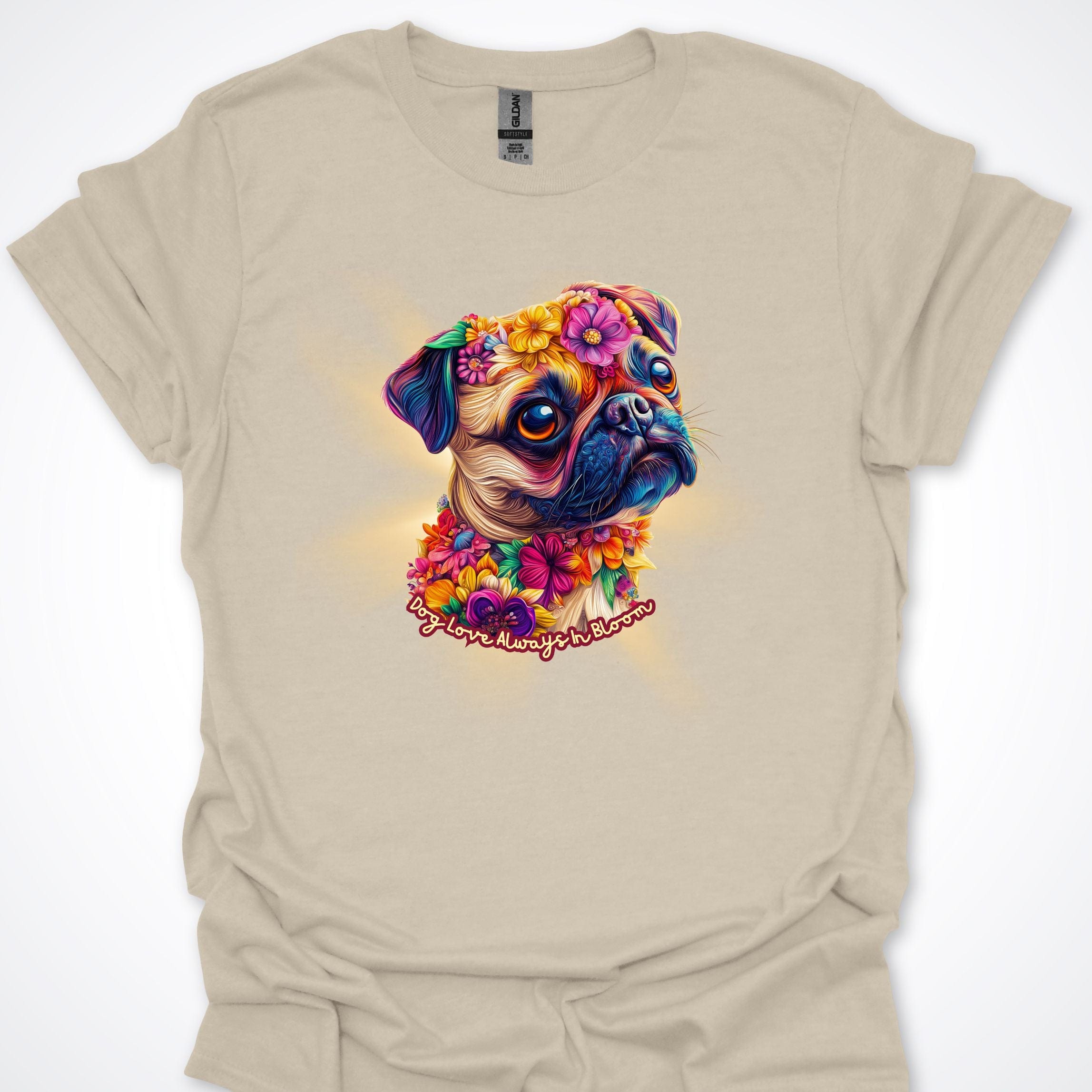 T-Shirt Natural / S Always in Bloom Pug T-Shirt ReallyintoDogs