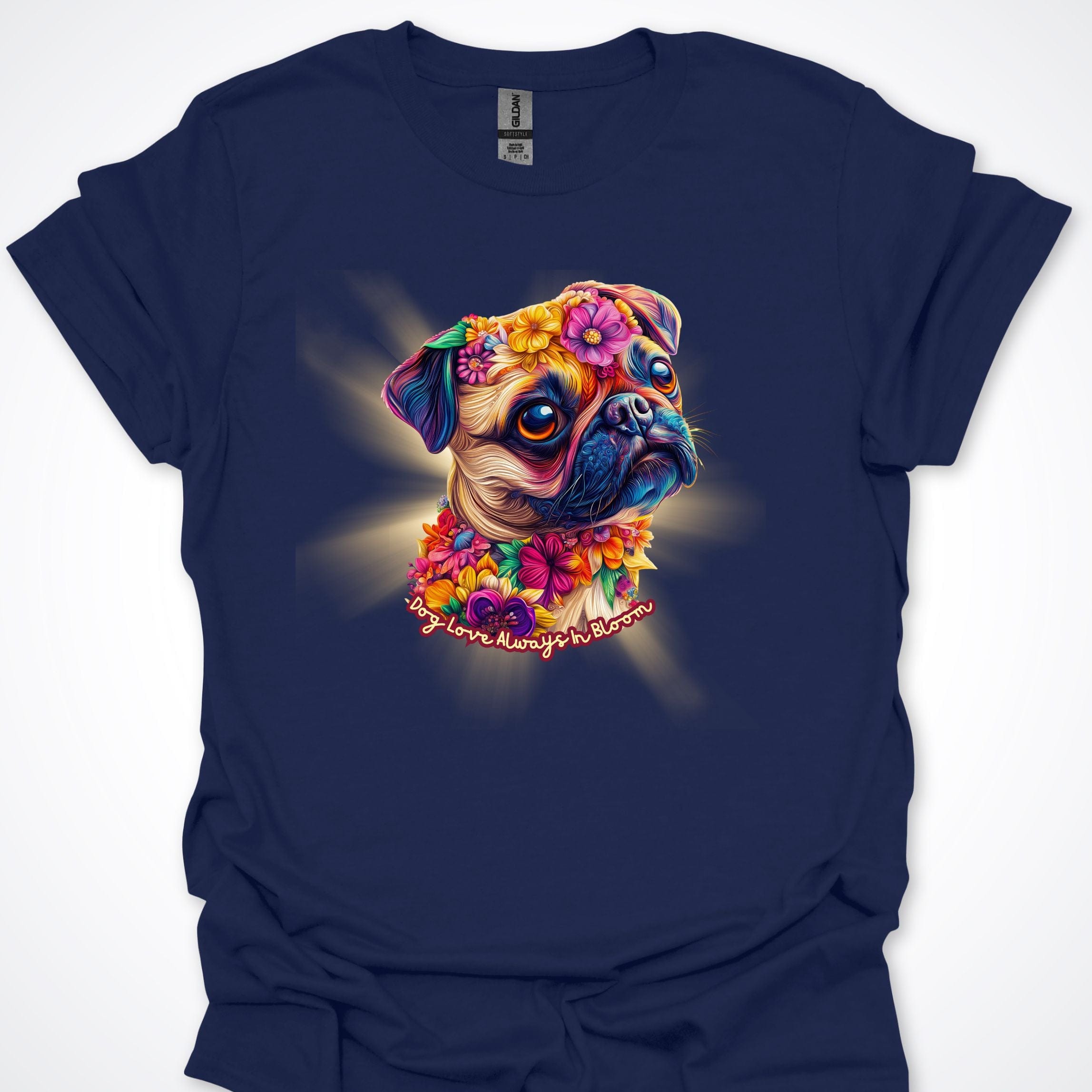 T-Shirt Navy / S Always in Bloom Pug T-Shirt ReallyintoDogs
