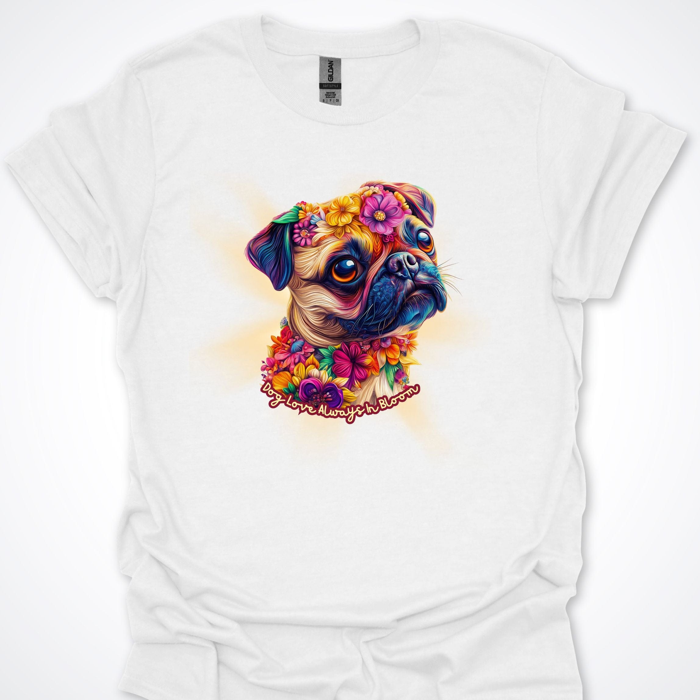 T-Shirt White / S Always in Bloom Pug T-Shirt ReallyintoDogs