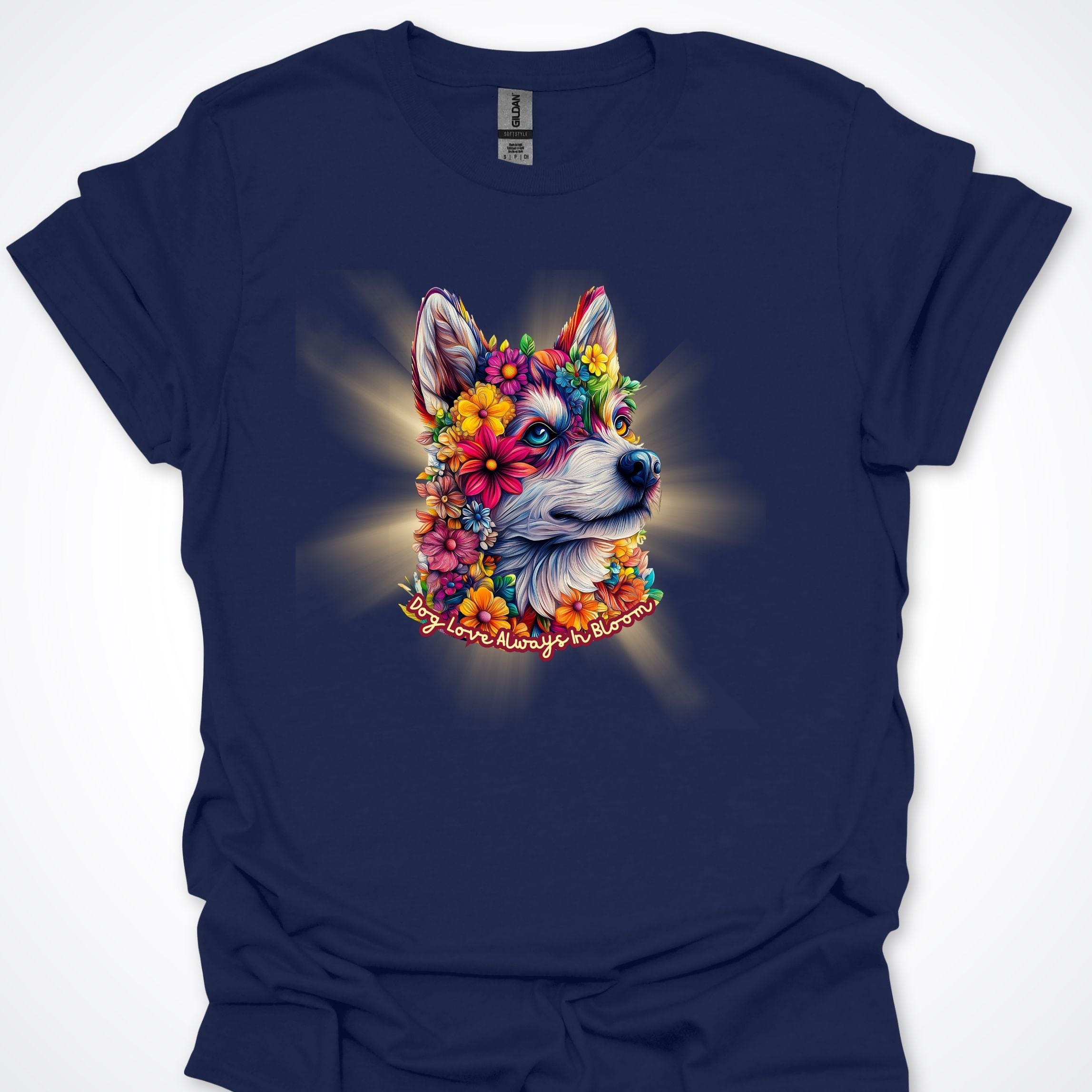 T-Shirt Navy / S Always in Bloom Siberian Husky T-Shirt ReallyintoDogs