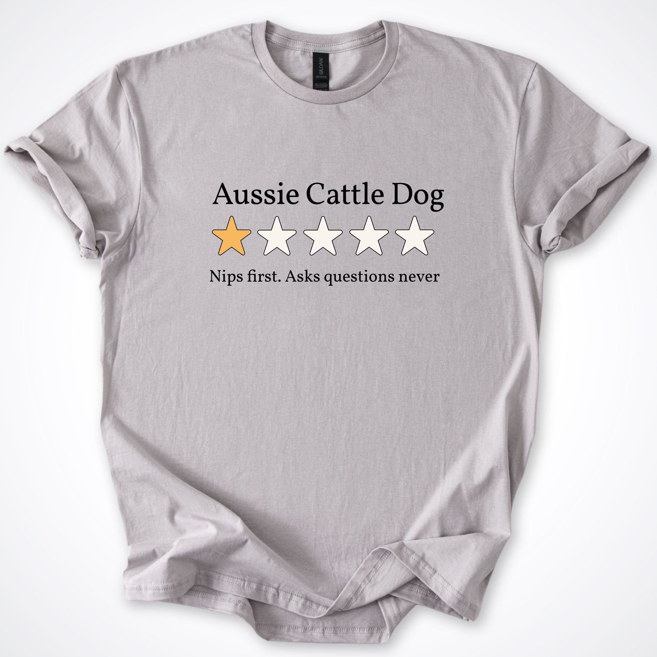 T-Shirt Ice Grey / S Aussie Cattle Dog One Star Review T-Shirt ReallyintoDogs