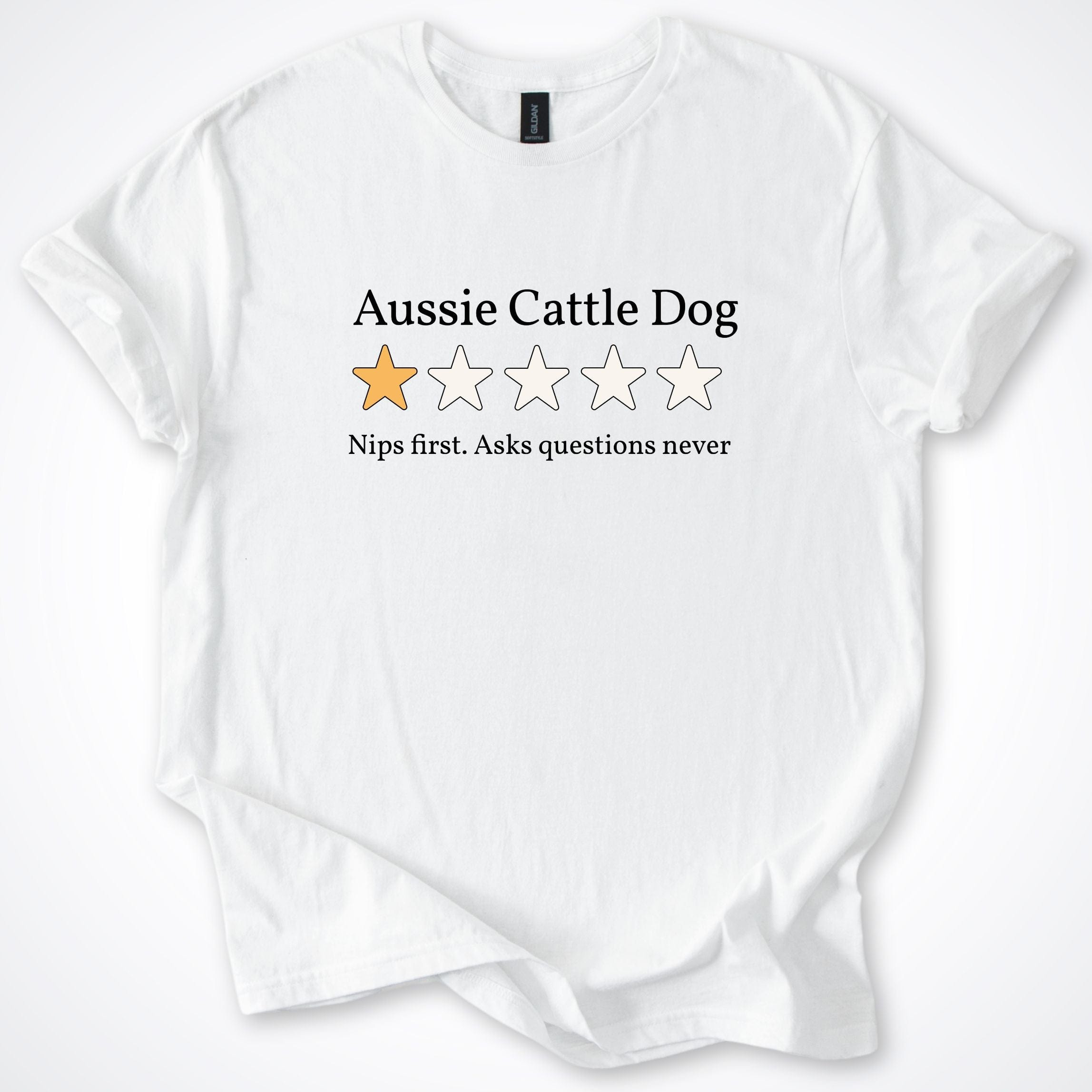 T-Shirt White / S Aussie Cattle Dog One Star Review T-Shirt ReallyintoDogs