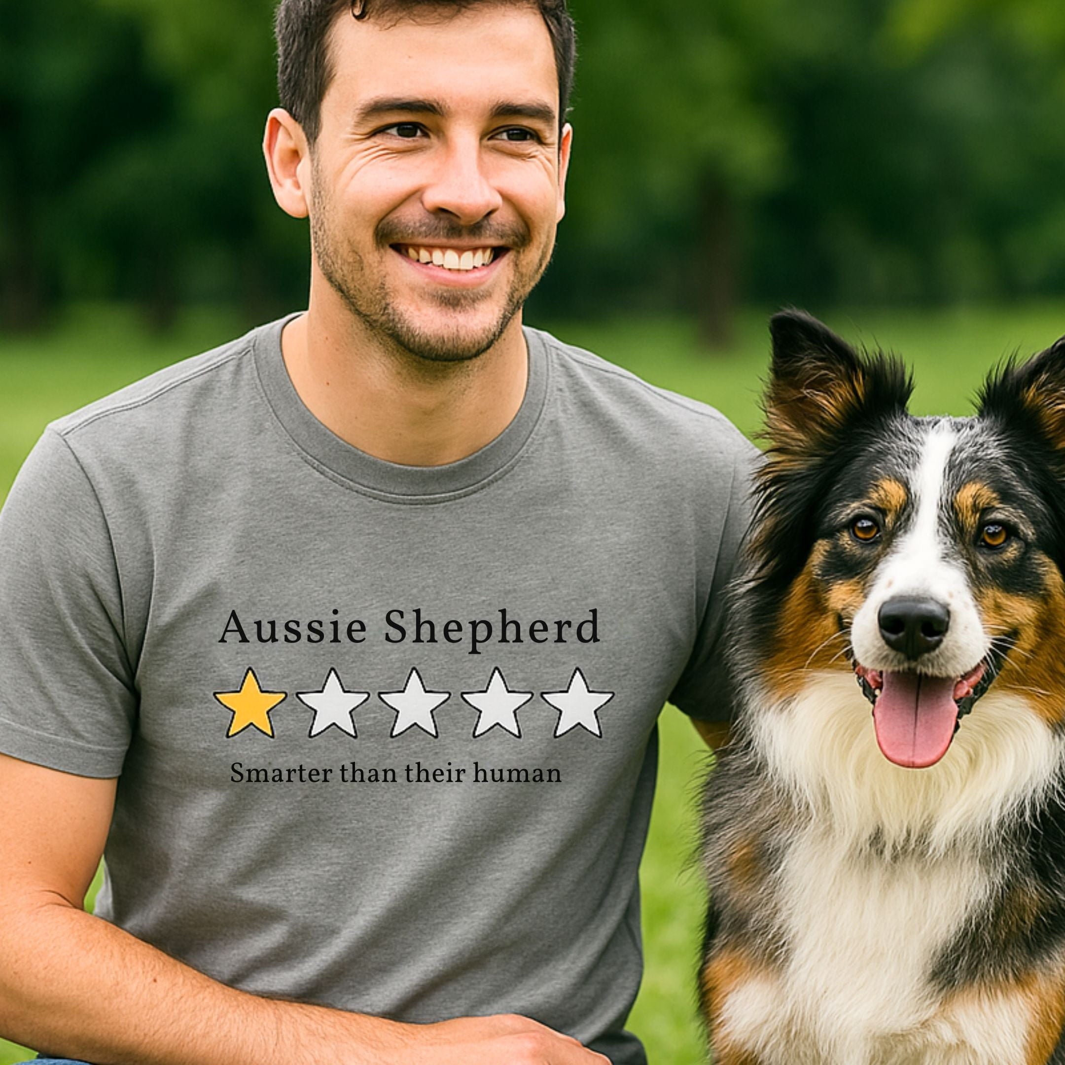T-Shirt Aussie Shepherd One Star Review T-Shirt ReallyintoDogs