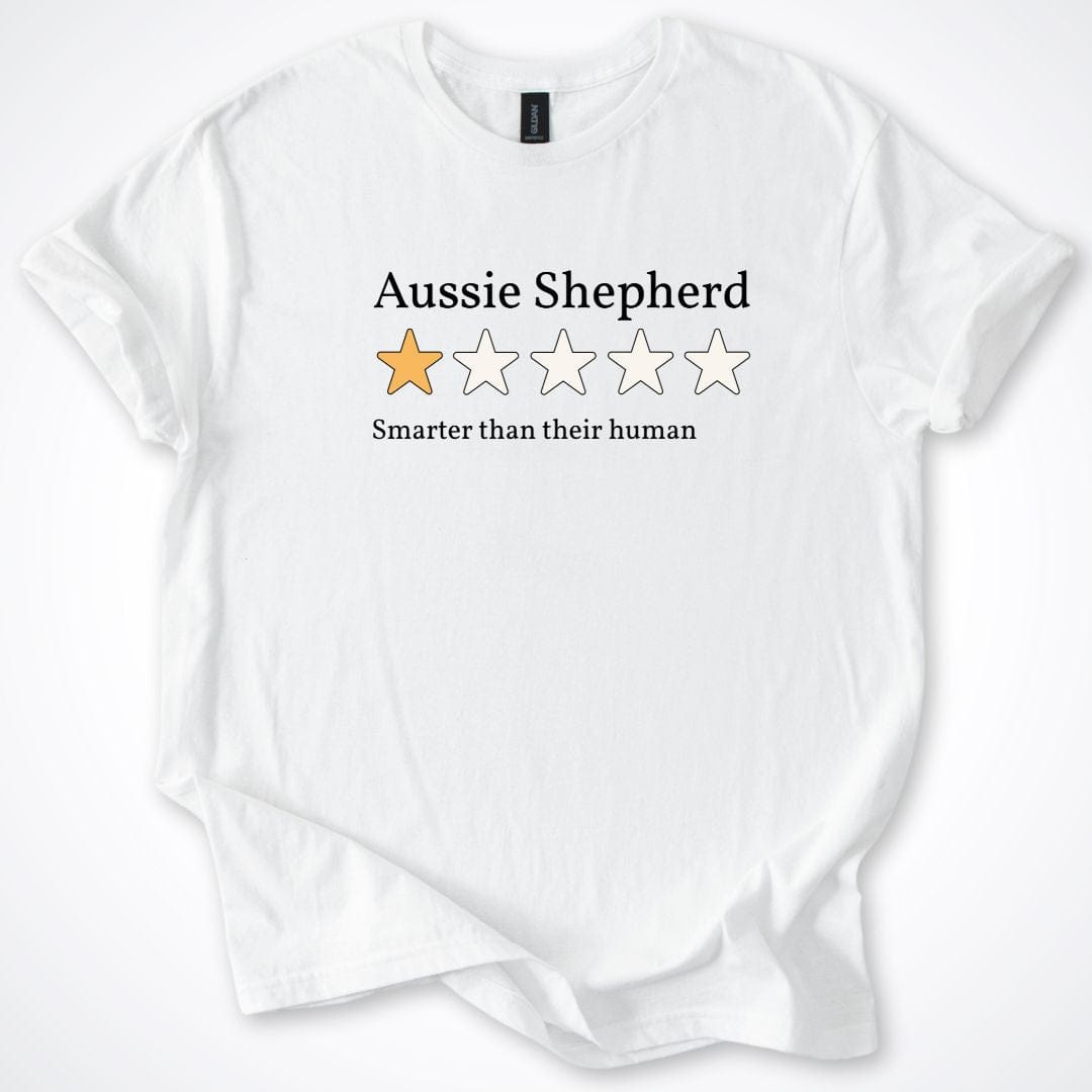 T-Shirt White / S Aussie Shepherd One Star Review T-Shirt ReallyintoDogs