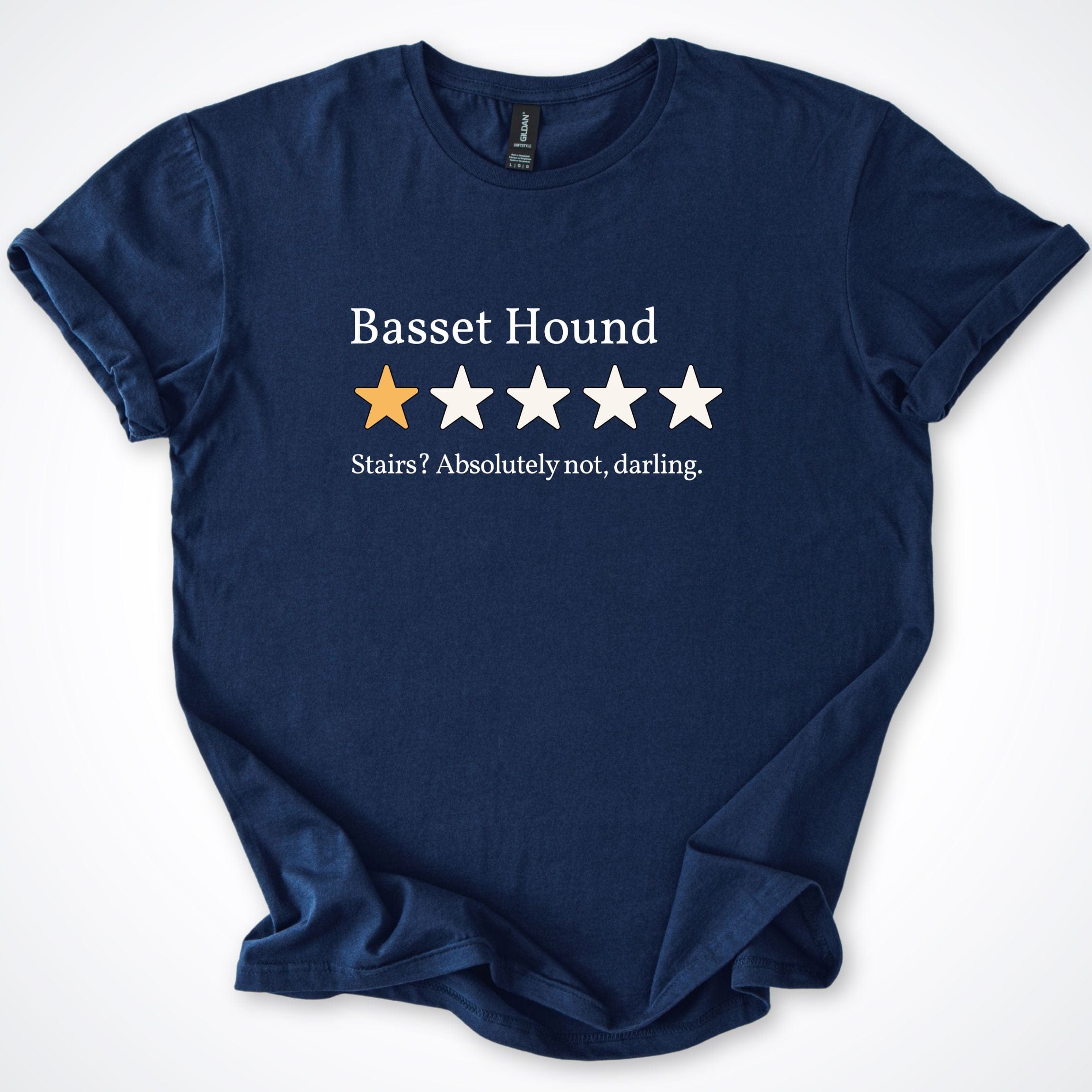 T-Shirt Navy / S Basset Hound One Star Review T-Shirt ReallyintoDogs