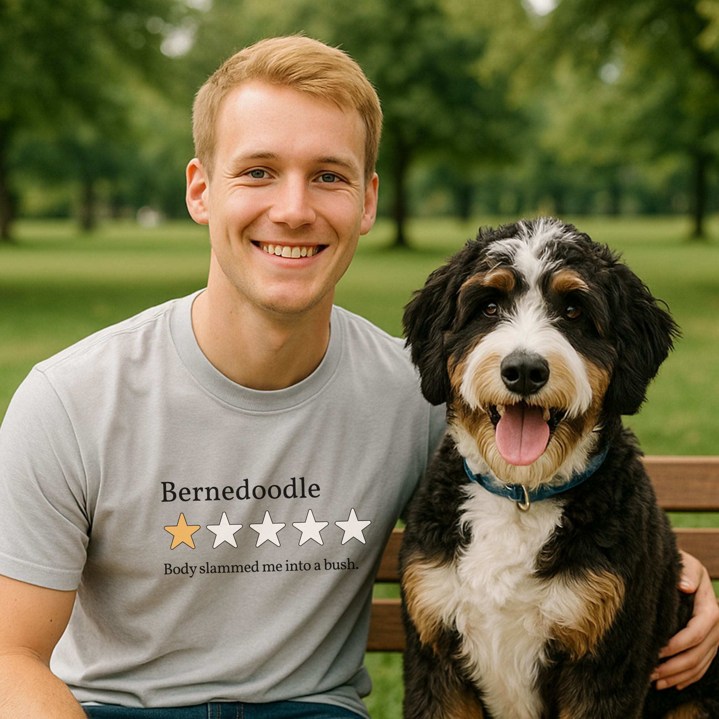 T-Shirt Bernedoodle One Star Review T-Shirt ReallyintoDogs