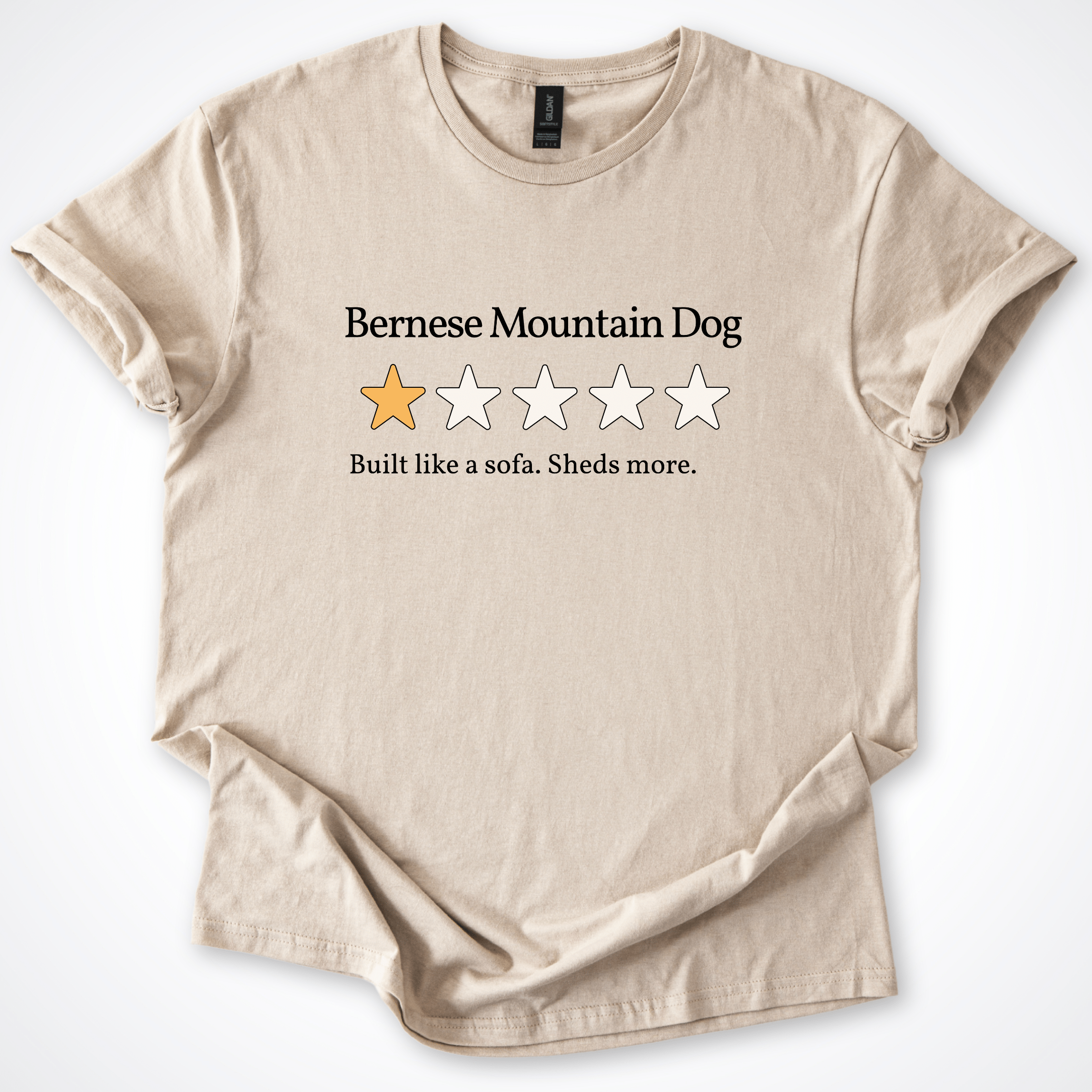 T-Shirt Sand / S Bernese Mountain Dog One Star Review T-Shirt ReallyintoDogs