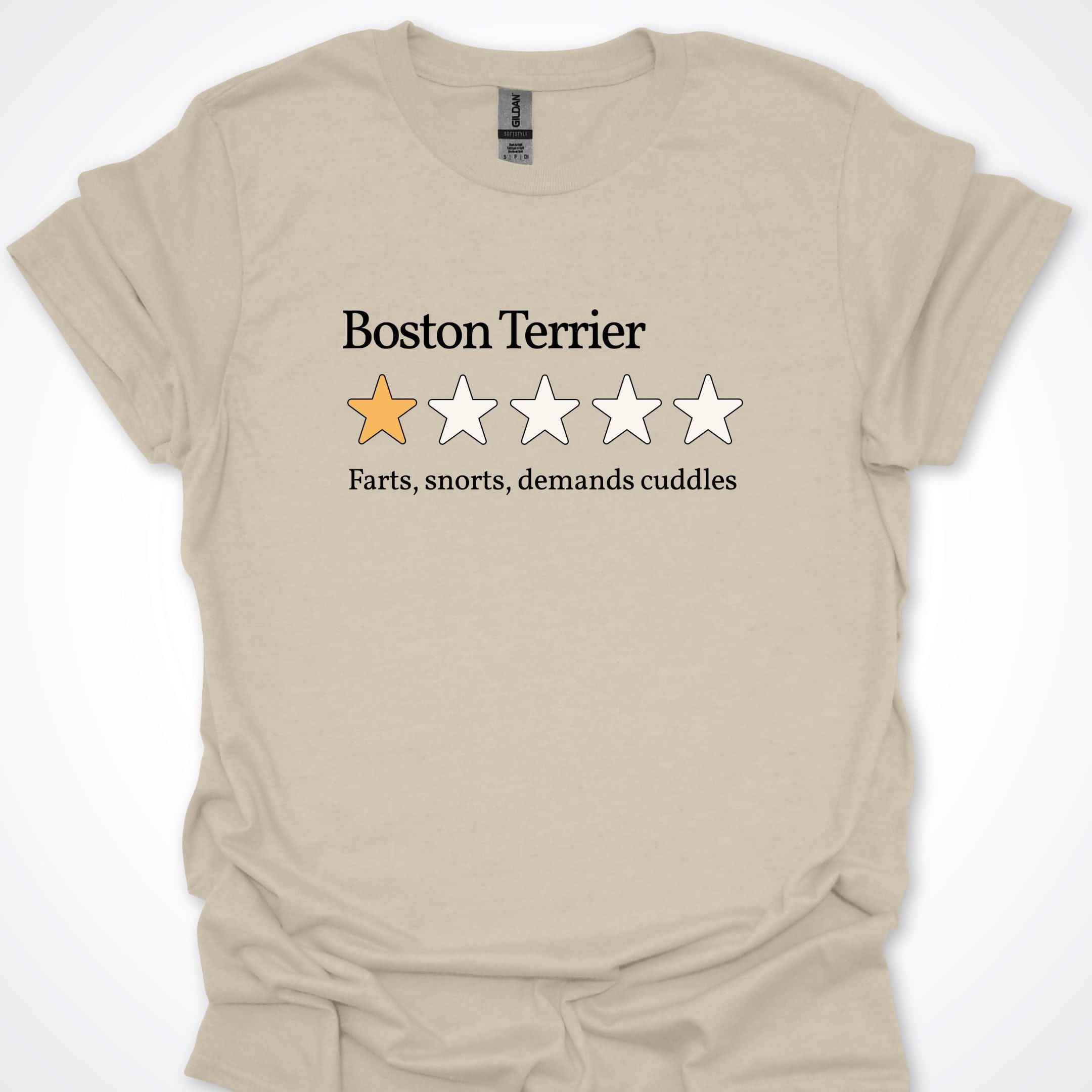 T-Shirt Natural / S Boston Terrier One Star Review T-Shirt ReallyintoDogs