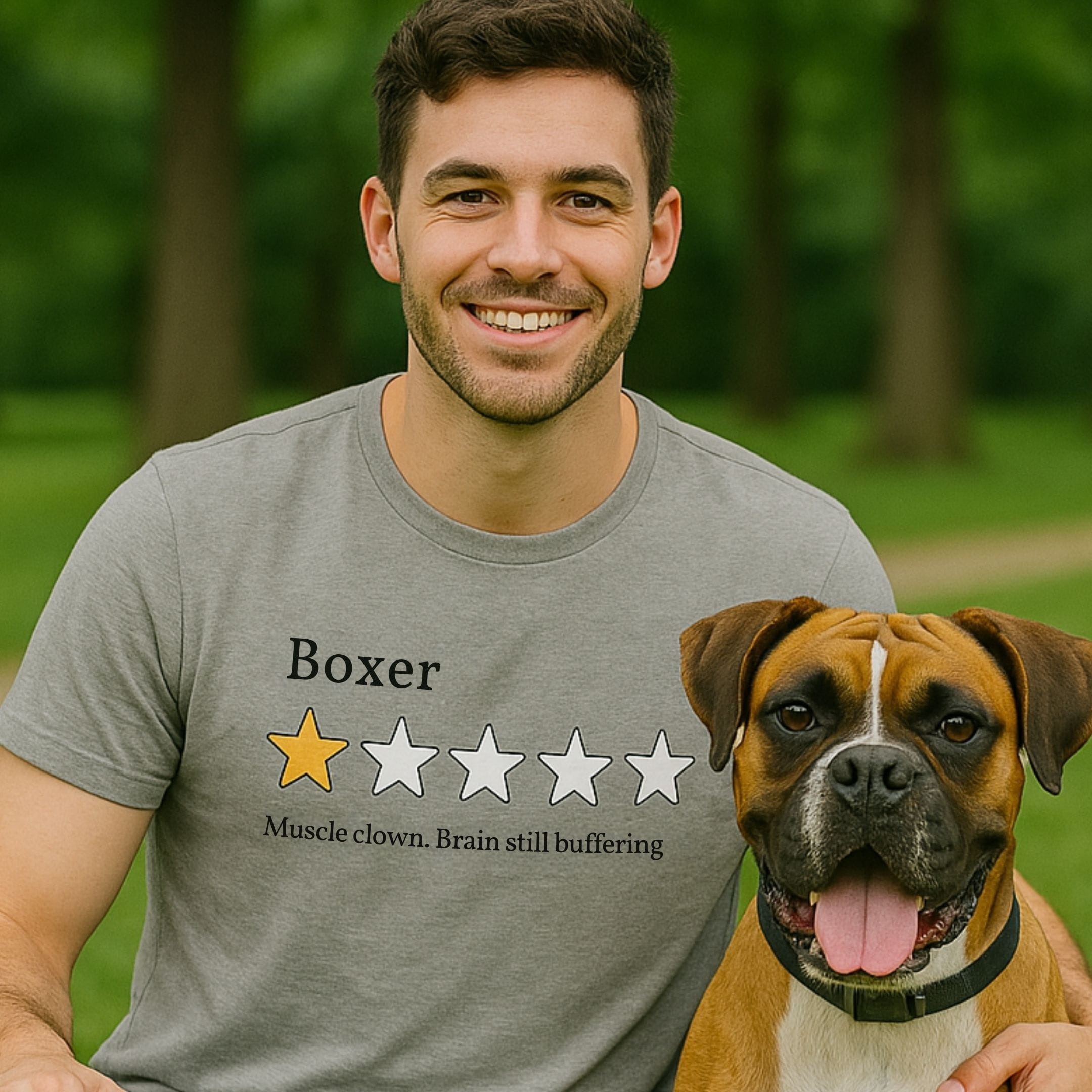 T-Shirt Boxer Muscle One Star Review T-Shirt ReallyintoDogs