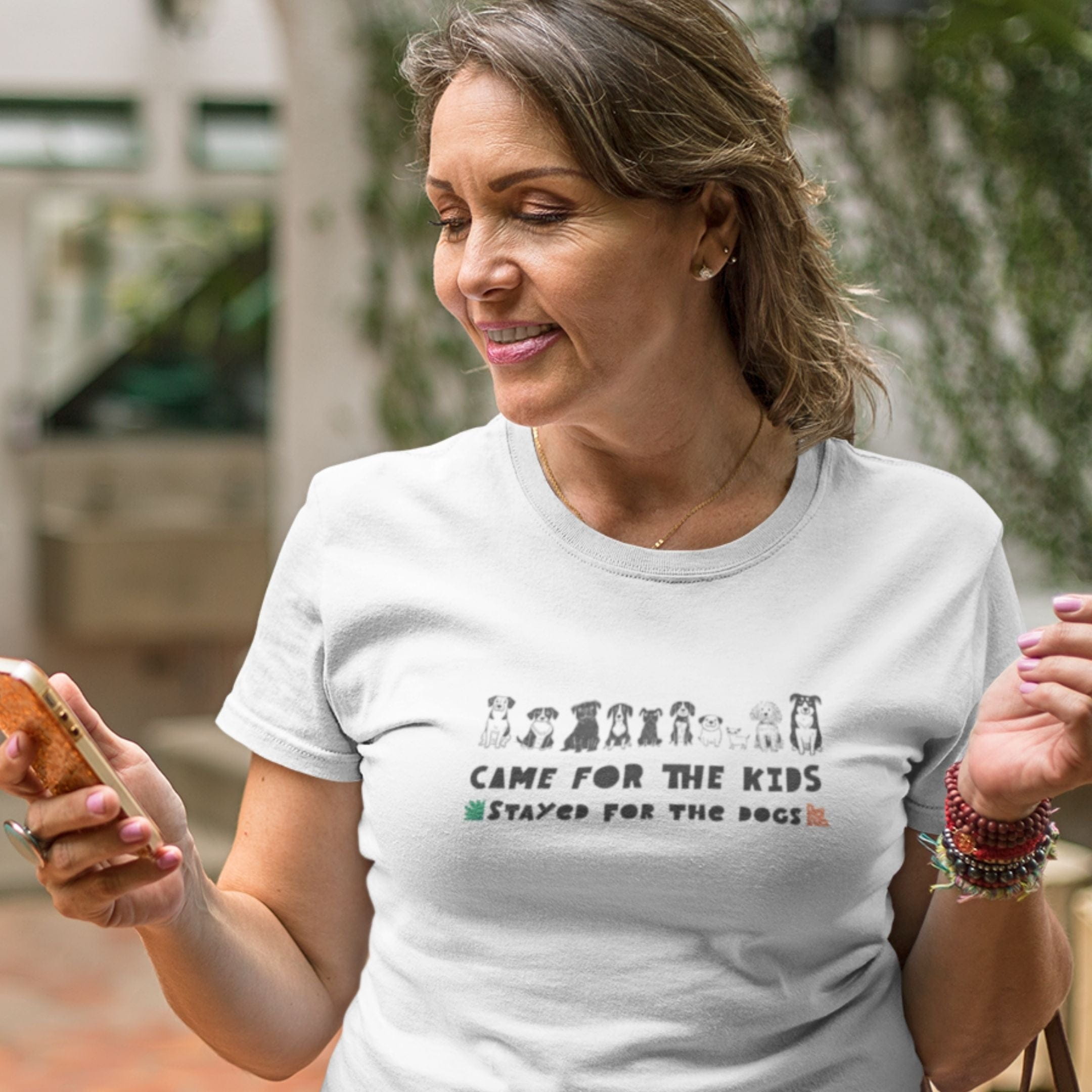T-Shirt Came For The Kids Stayed For The Dogs Lineup T-Shirt ReallyintoDogs