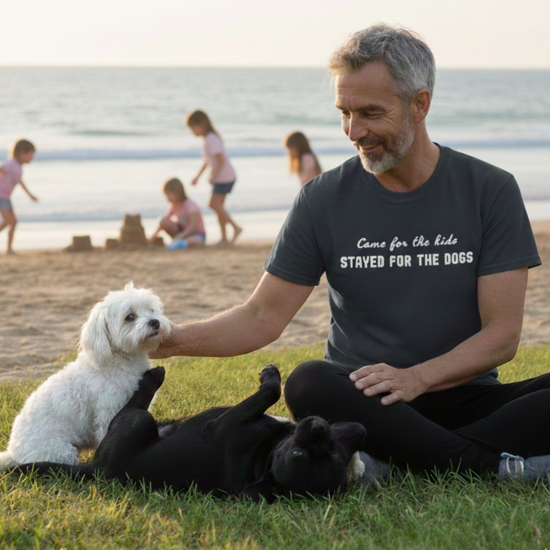 T-Shirt Came For The Kids Stayed For The Dogs T-Shirt ReallyintoDogs