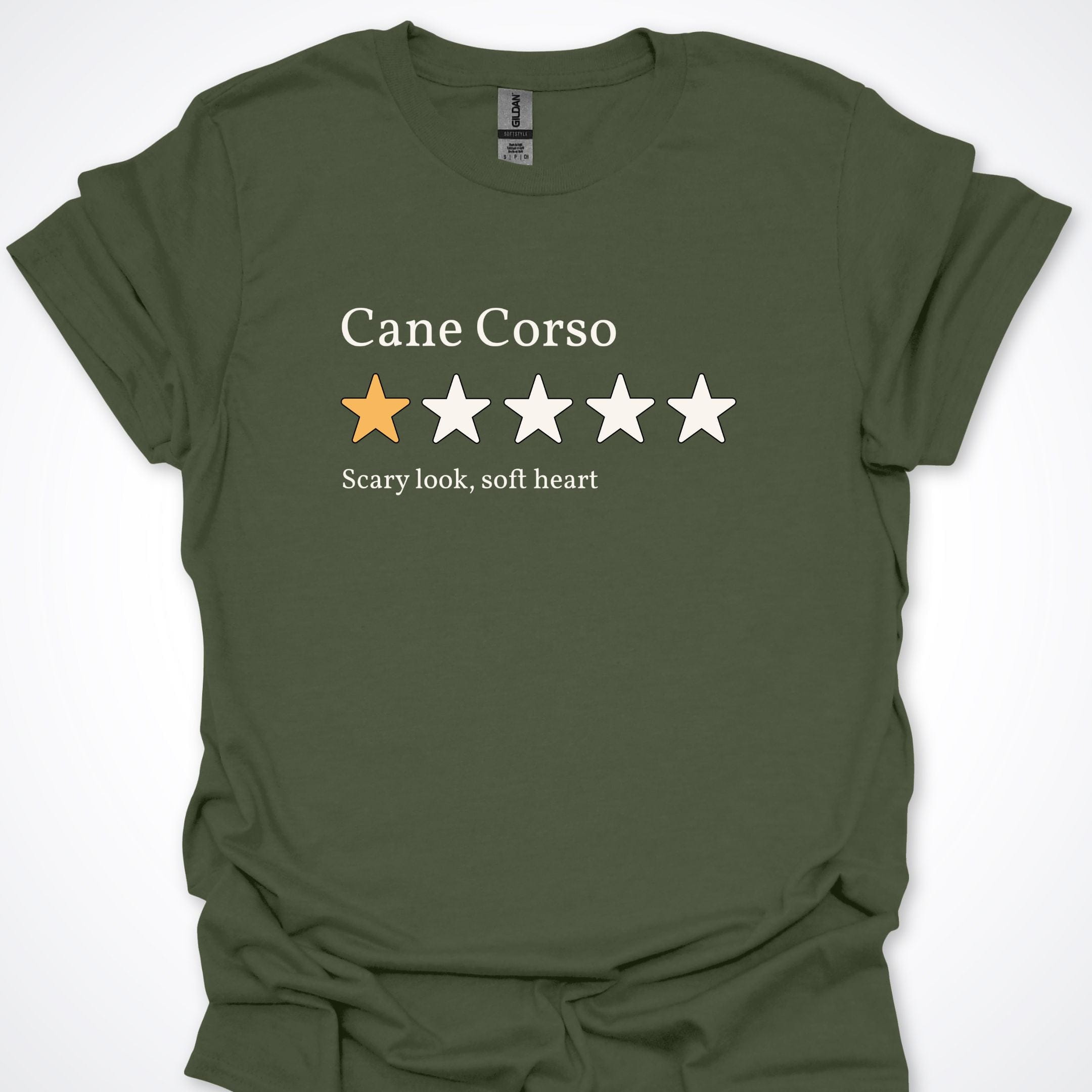 T-Shirt Military Green / S Cane Corso One Star Review T-Shirt ReallyintoDogs