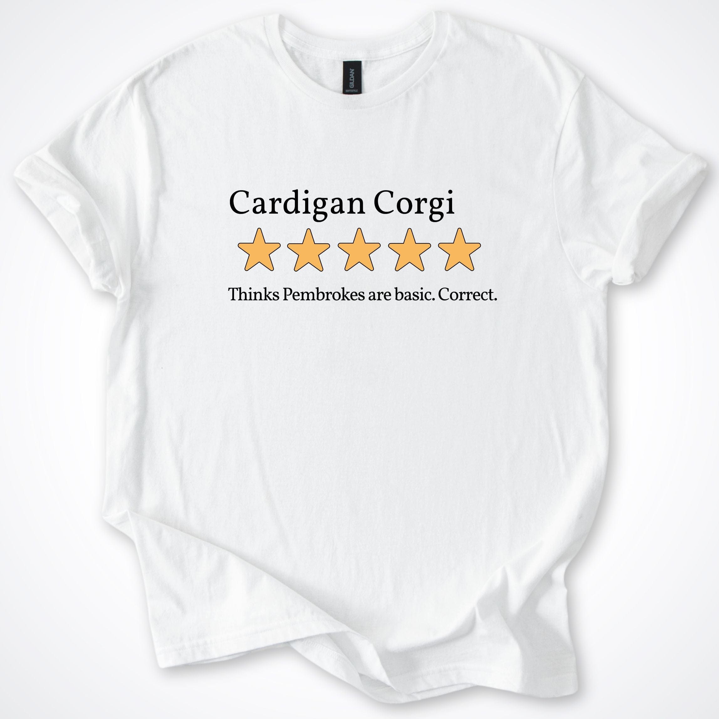 T-Shirt White / S Cardigan Corgi 5.0 Five Star Review T-Shirt ReallyintoDogs