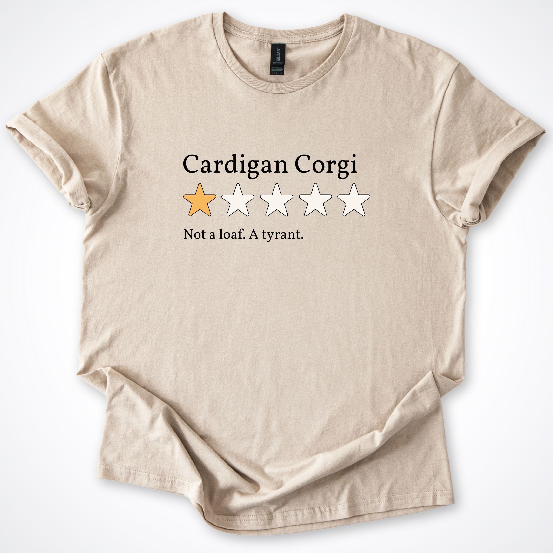 T-Shirt Sand / S Cardigan Corgi 6.0 One Star Review T-Shirt ReallyintoDogs