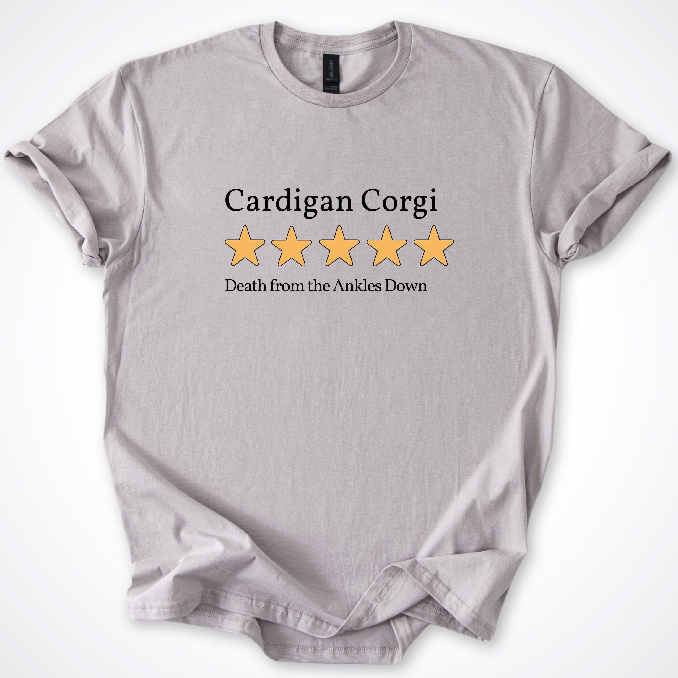 T-Shirt Ice Grey / S Cardigan Corgi 7.0 Five Star Review T-Shirt ReallyintoDogs