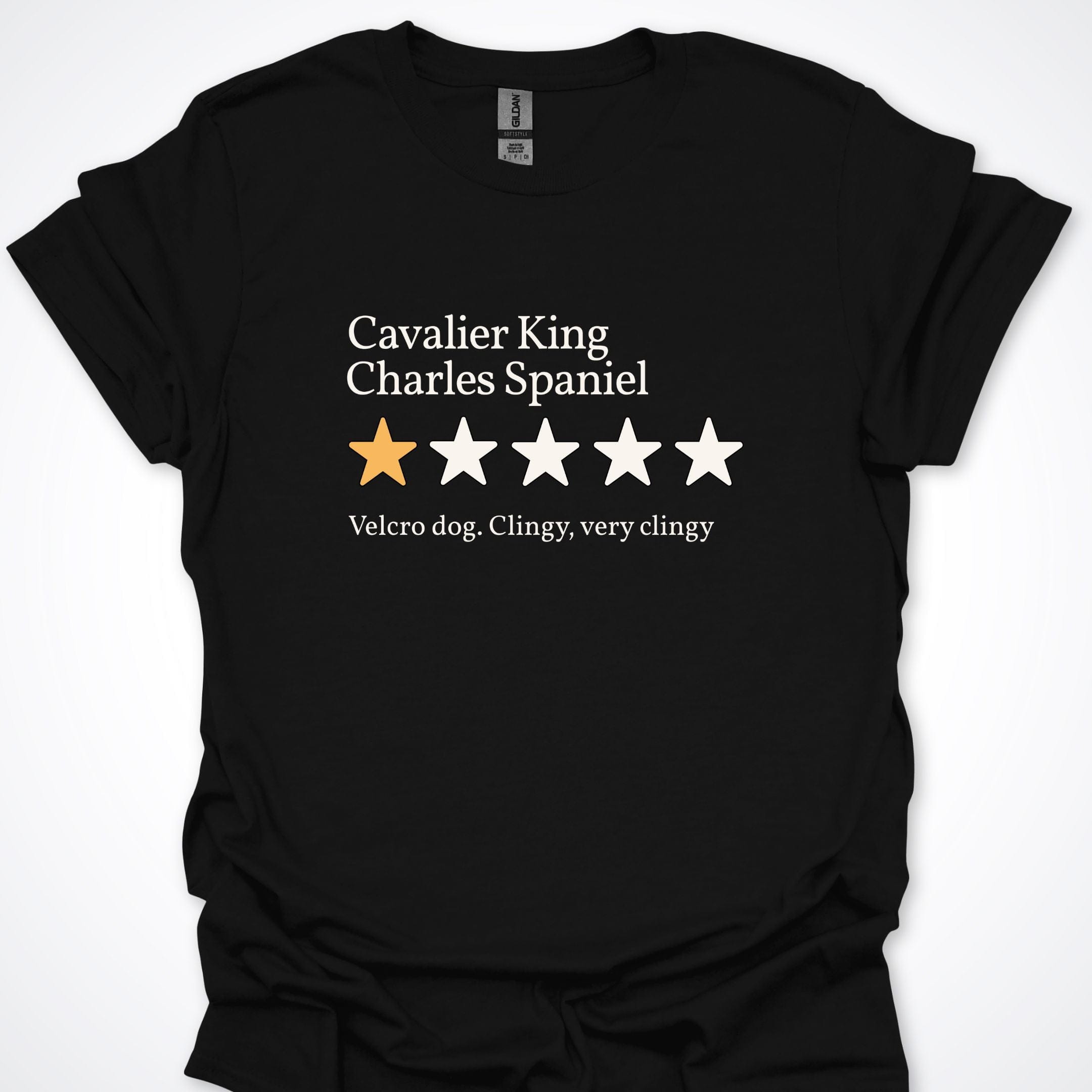 T-Shirt Black / S Cavalier King Charles One Star Review T-Shirt ReallyintoDogs