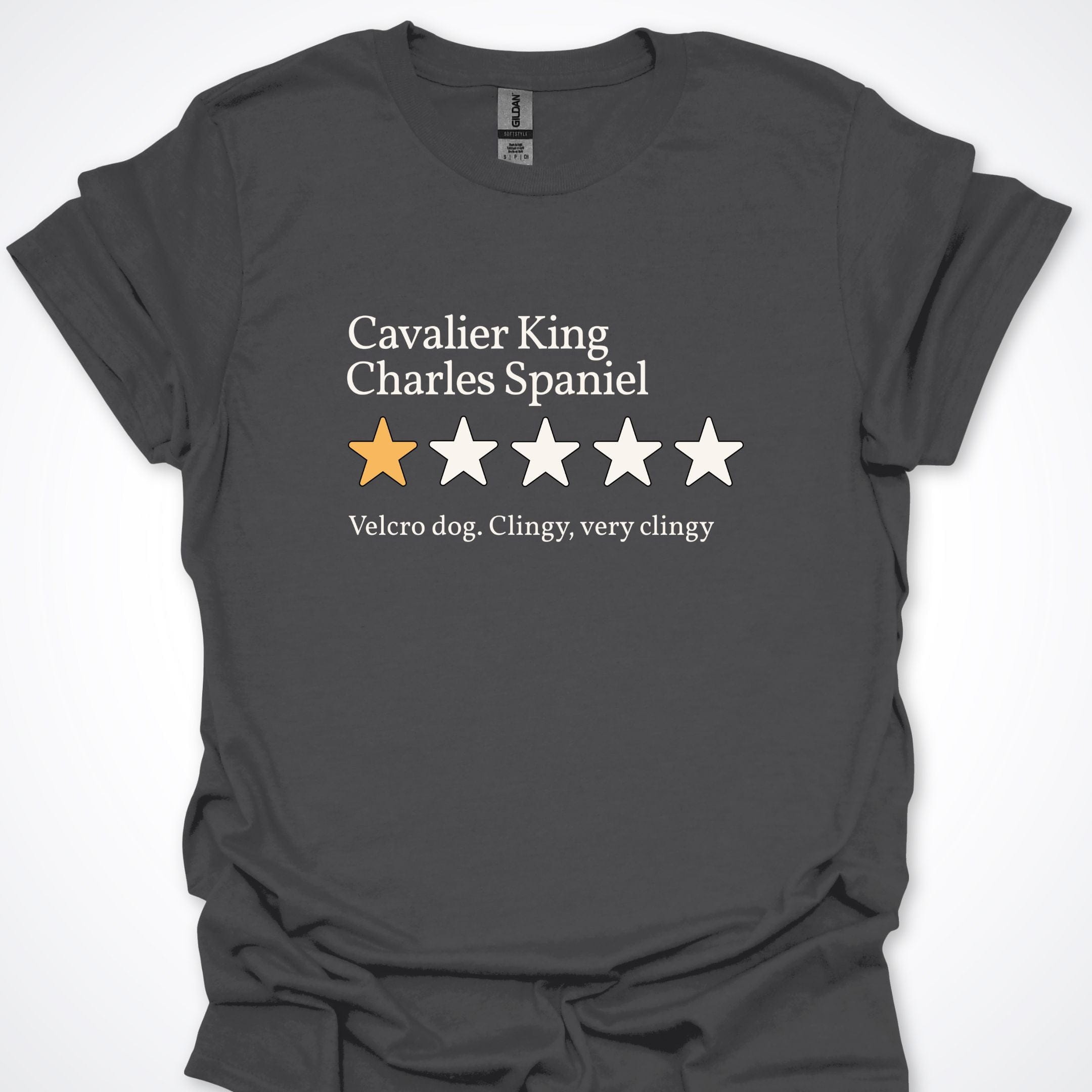 T-Shirt Charcoal / S Cavalier King Charles One Star Review T-Shirt ReallyintoDogs