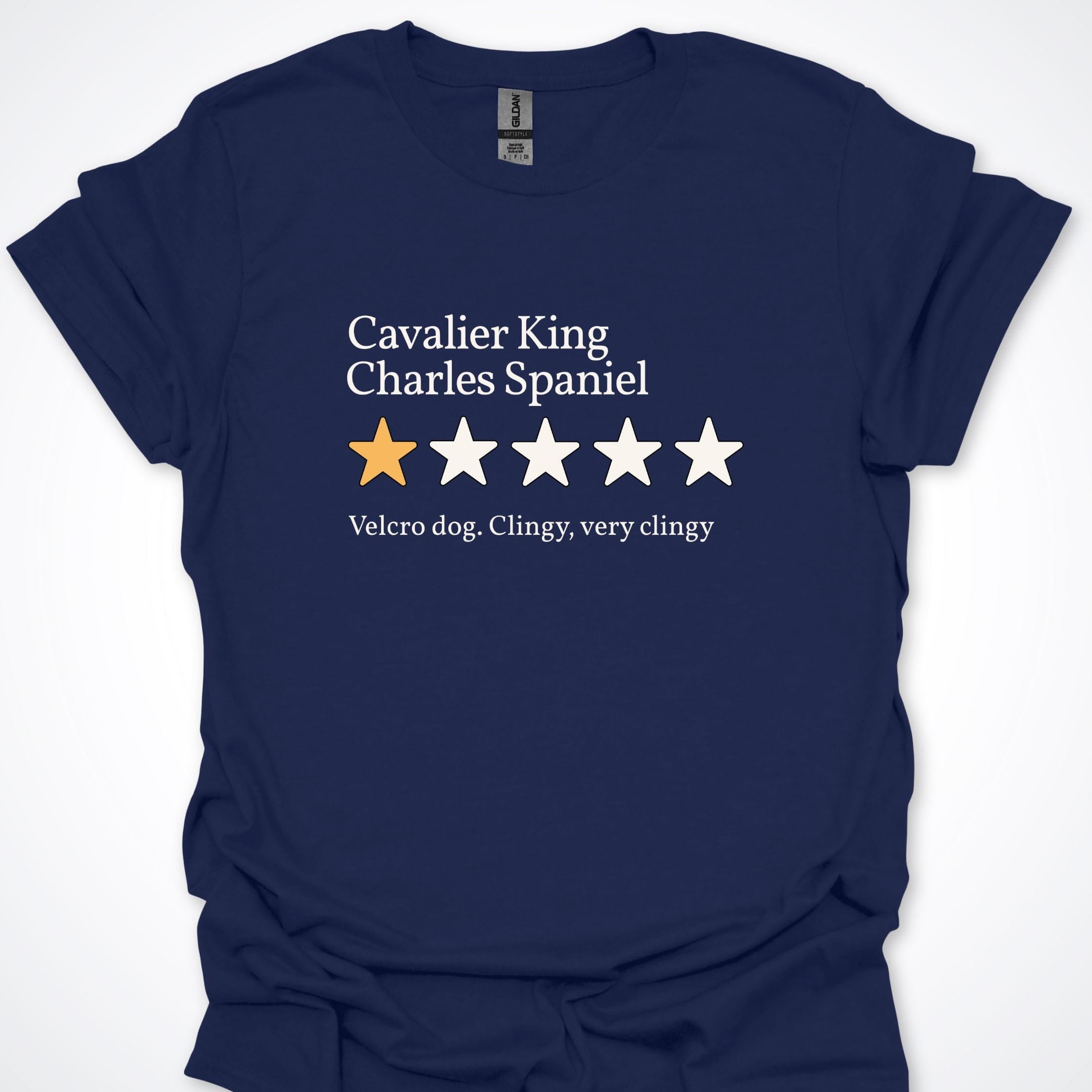 T-Shirt Navy / S Cavalier King Charles One Star Review T-Shirt ReallyintoDogs