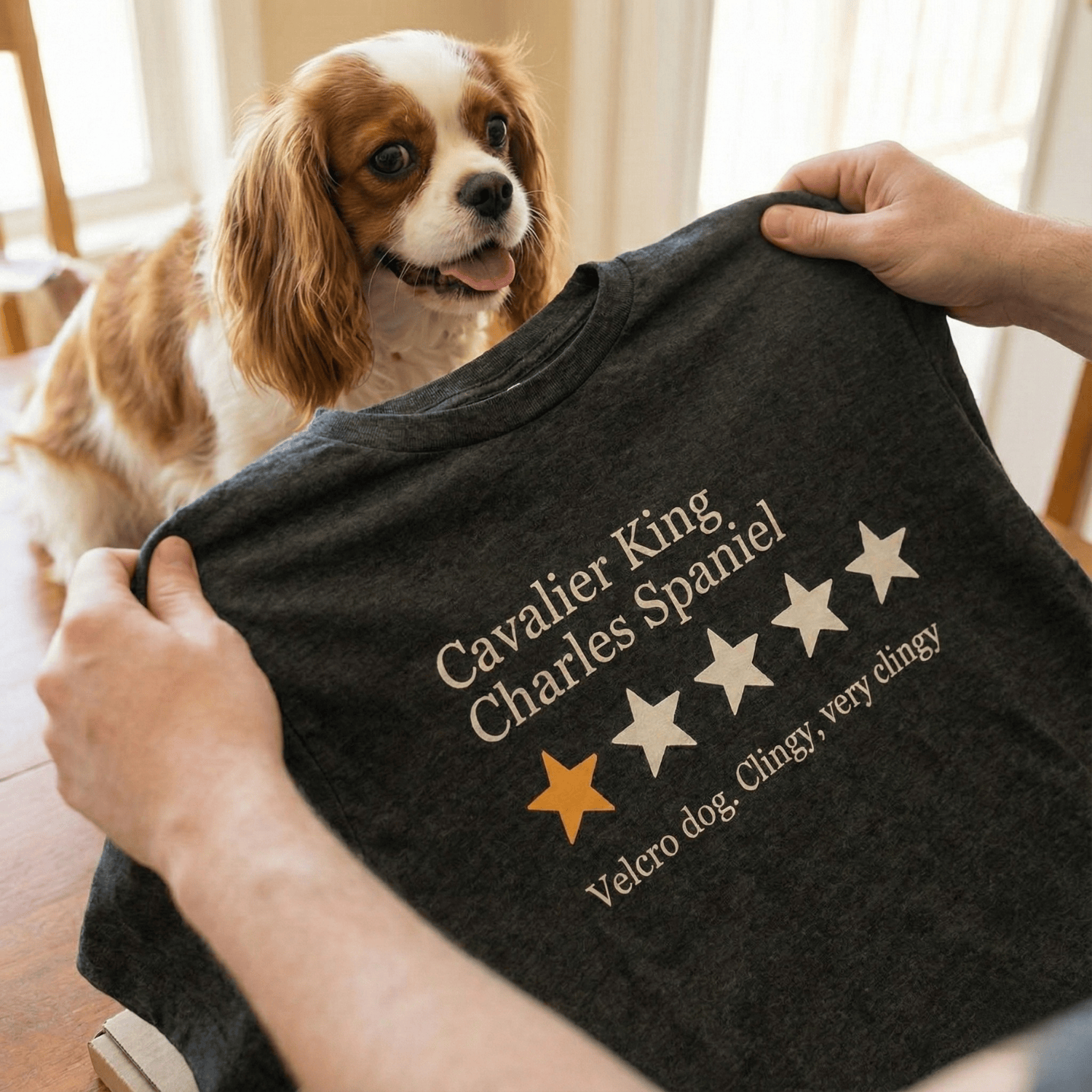 T-Shirt Navy / S Cavalier King Charles One Star Review T-Shirt ReallyintoDogs