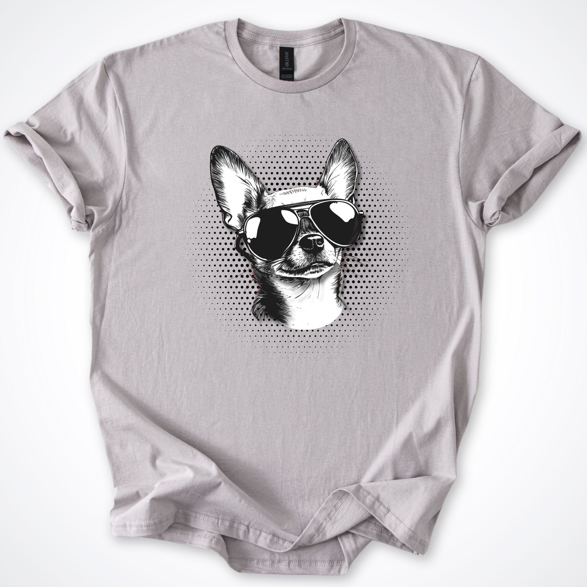 T-Shirt Ice Grey / S Chihuahua Cool Dog with Sunglasses T-Shirt ReallyintoDogs