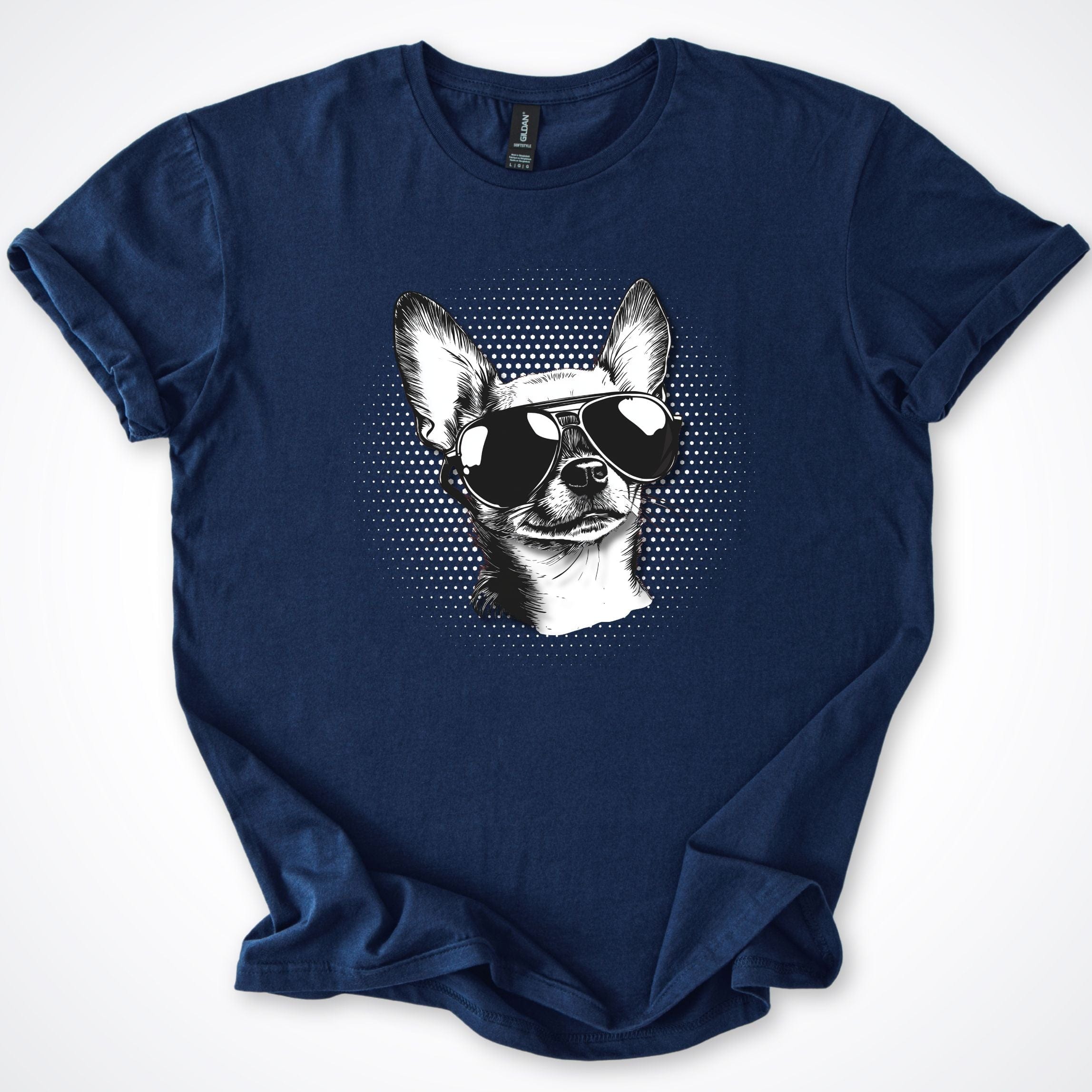 T-Shirt Navy / S Chihuahua Cool Dog with Sunglasses T-Shirt ReallyintoDogs