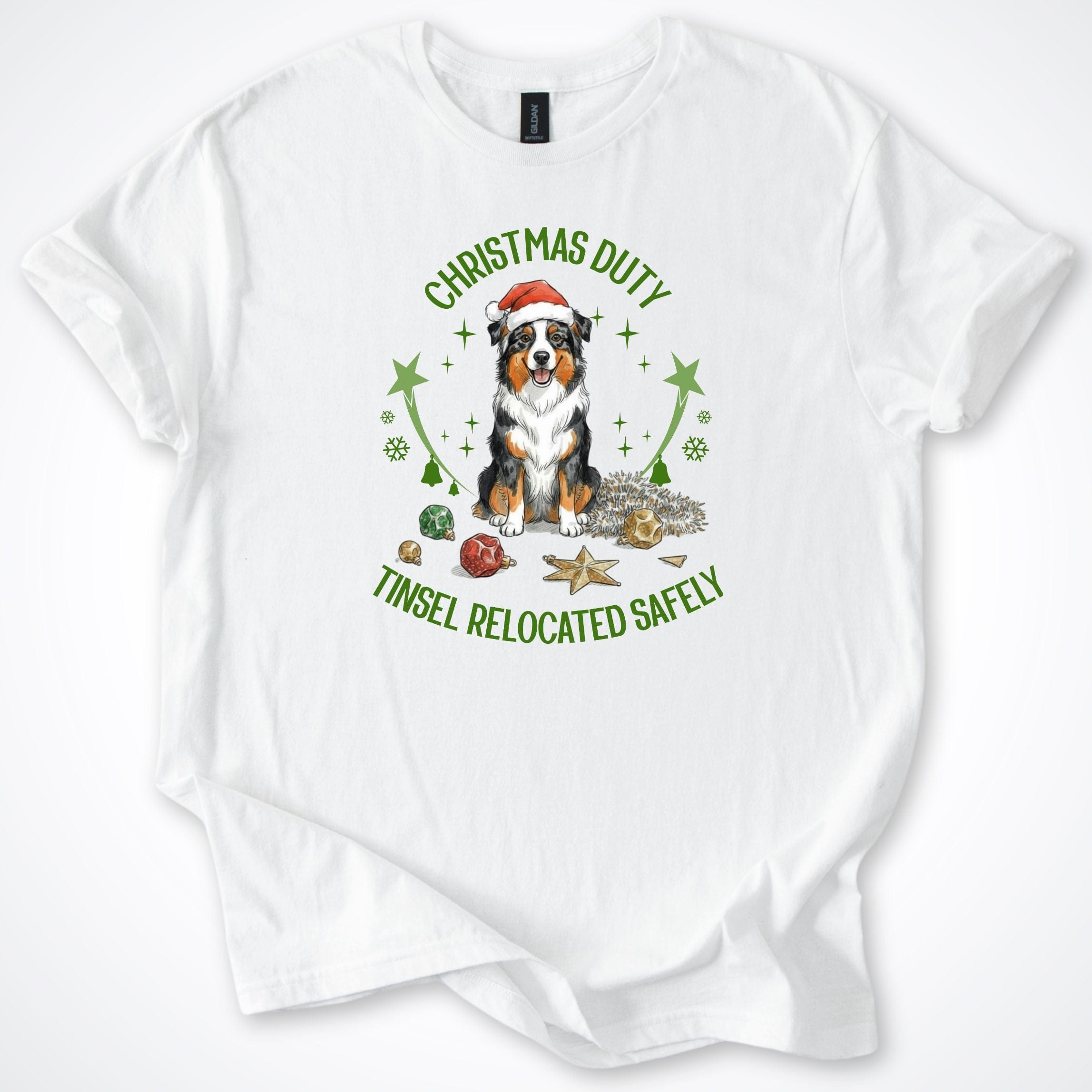 T-Shirt White / S Christmas Duty Australian Shepherd Christmas T-Shirt ReallyintoDogs