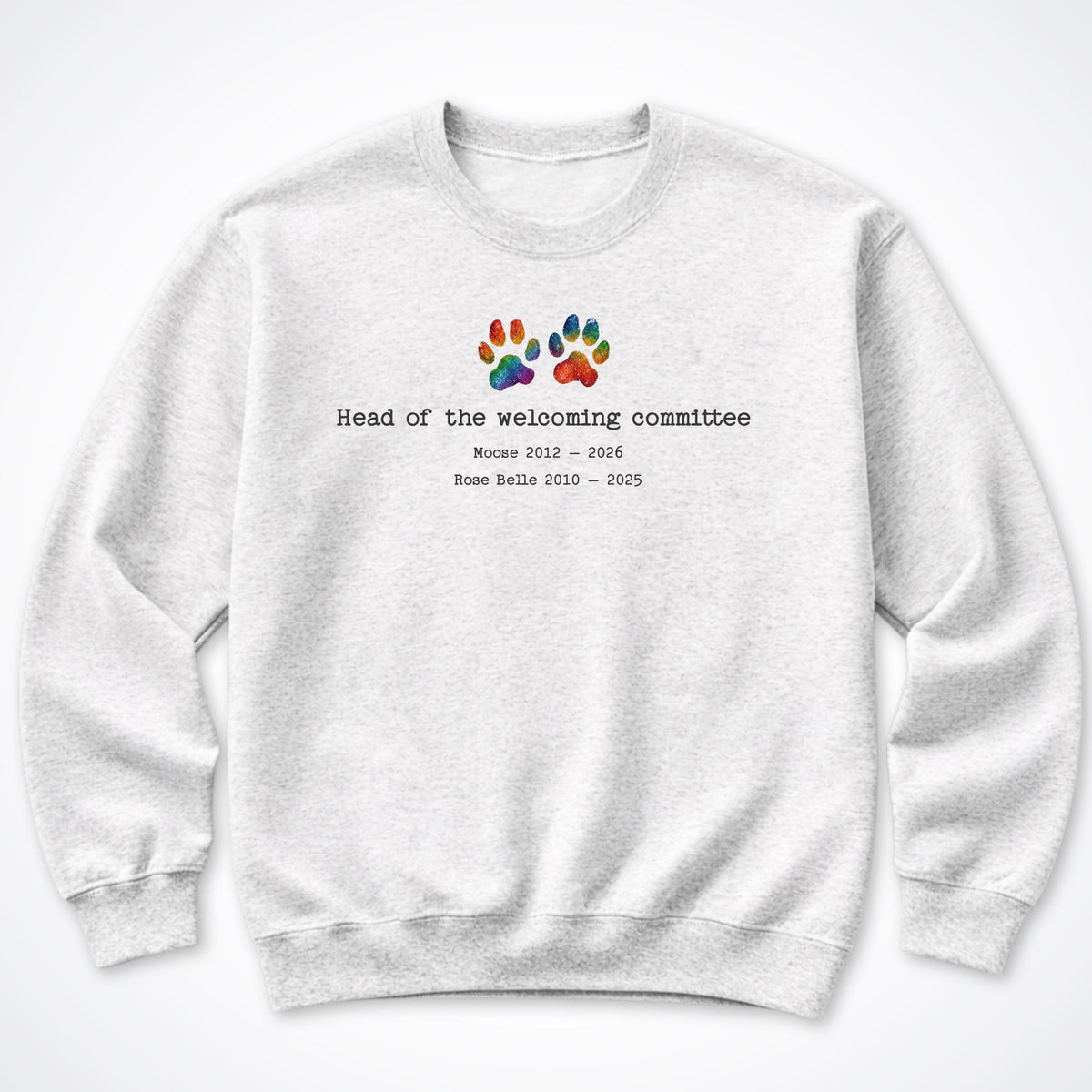 Head Of The Welcoming Committee 2 Dogs - Personalized Memorial Crewneck Sweatshirt