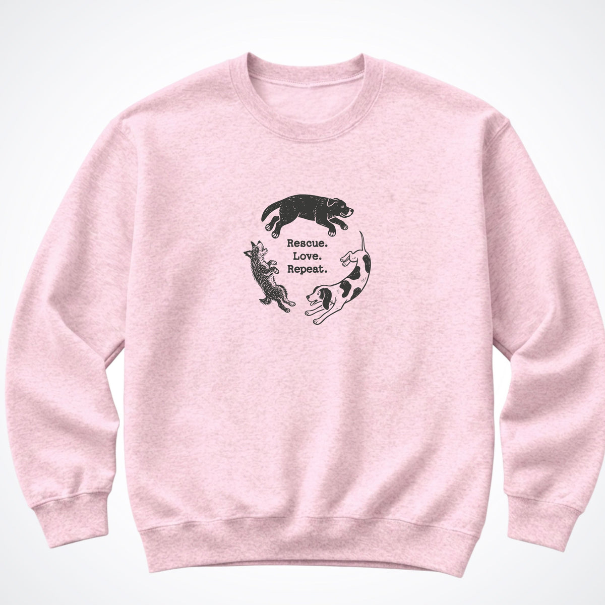 Rescue. Love. Repeat. Round and Round Crewneck Sweatshirt