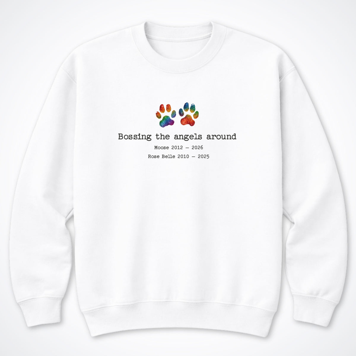 Bossing The Angels Around 2 Dogs - Personalized Memorial Crewneck Sweatshirt