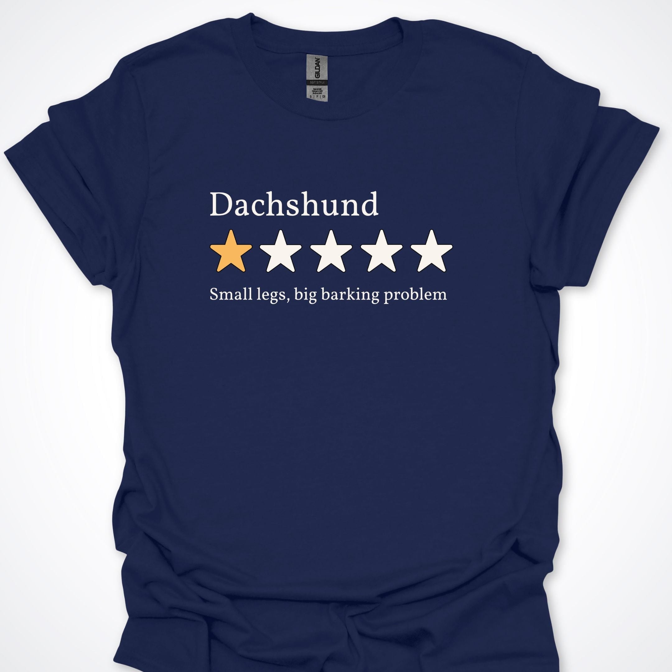 T-Shirt Navy / S Dachshund One Star Review Premium Unisex T-Shirt ReallyintoDogs