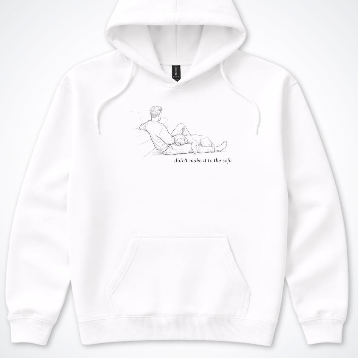 Didn't Make It To The Sofa Man & Dog Hooded Sweatshirt - White