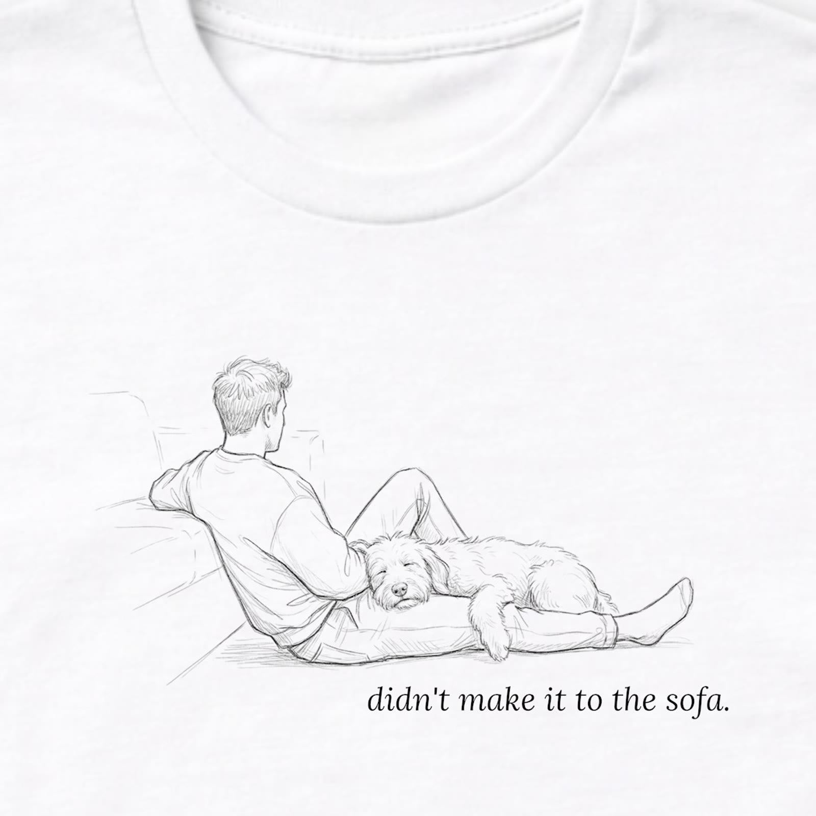 Didn't Make It To The Sofa Man & Dog Long Sleeve T-Shirt - design close up
