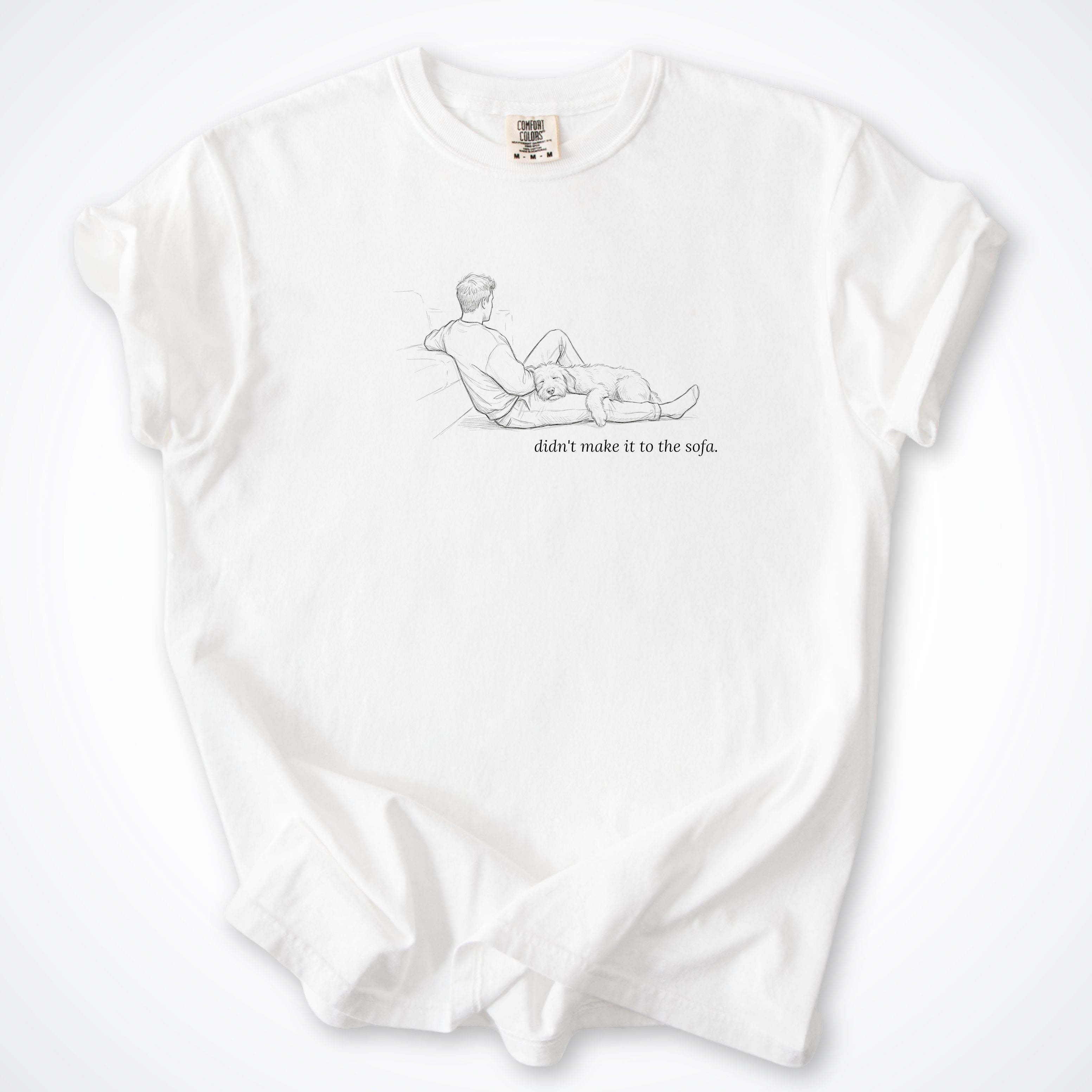 Didn't Make It To The Sofa Man & Dog Premium T-Shirt - White