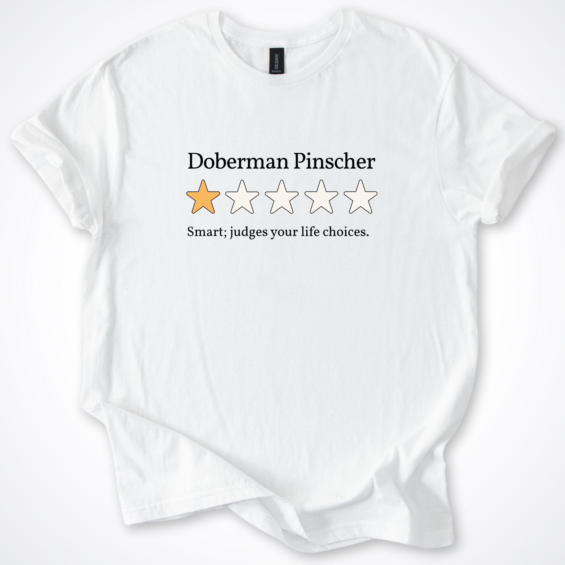 T-Shirt White / S Doberman Pinscher One Star Review T-Shirt ReallyintoDogs