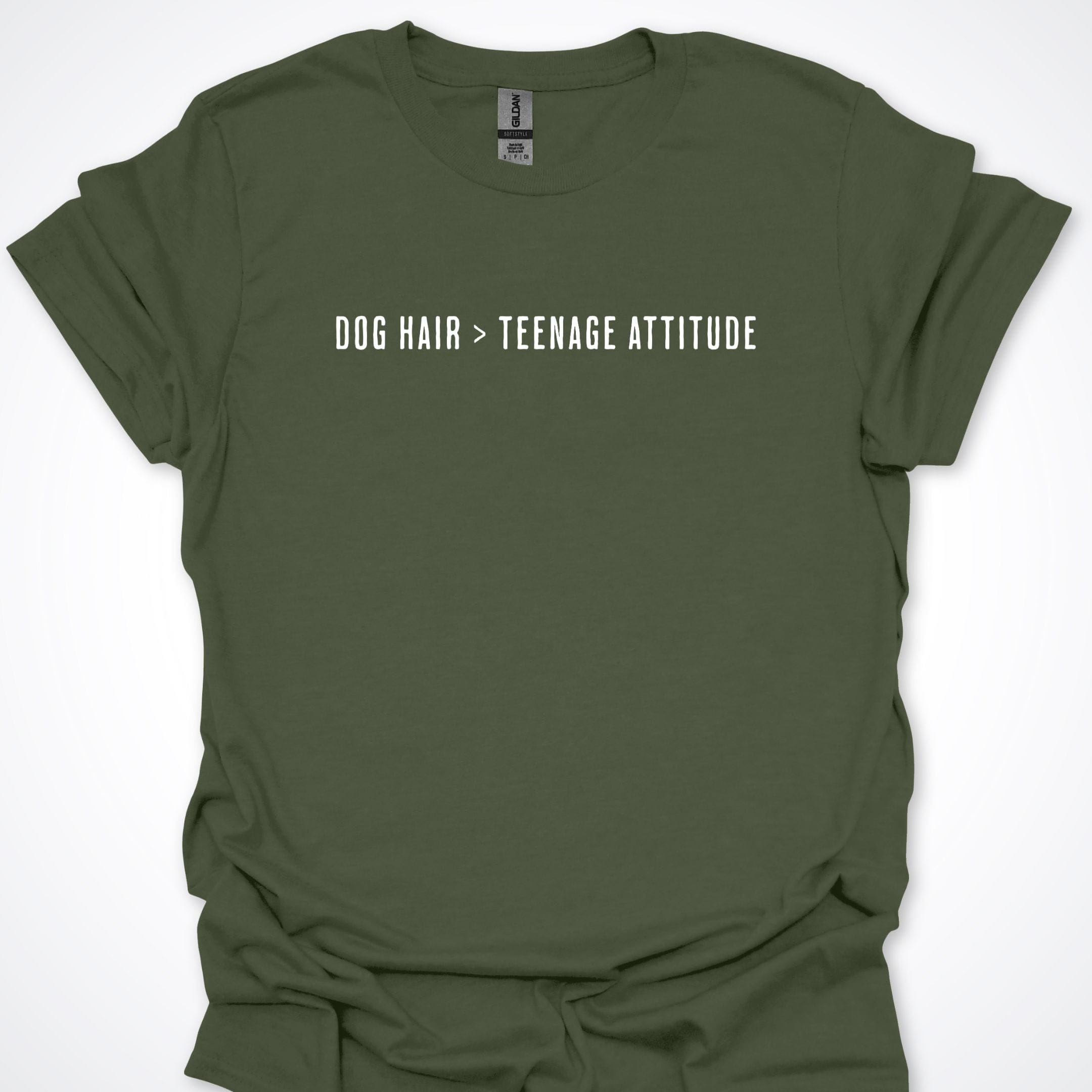 T-Shirt Military Green / S Dog Hair > Teenage Attitude T-Shirt ReallyintoDogs