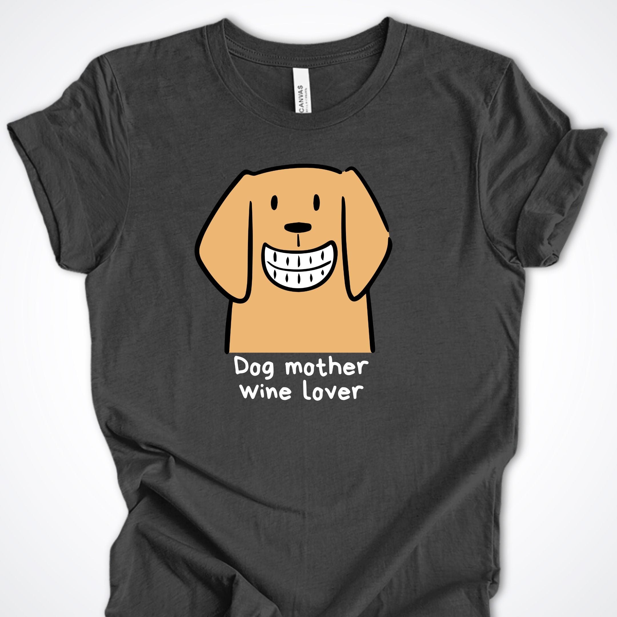 T-Shirt Dark Grey Heather / S Dog Mother Wine Lover Premium Unisex T-Shirt ReallyintoDogs