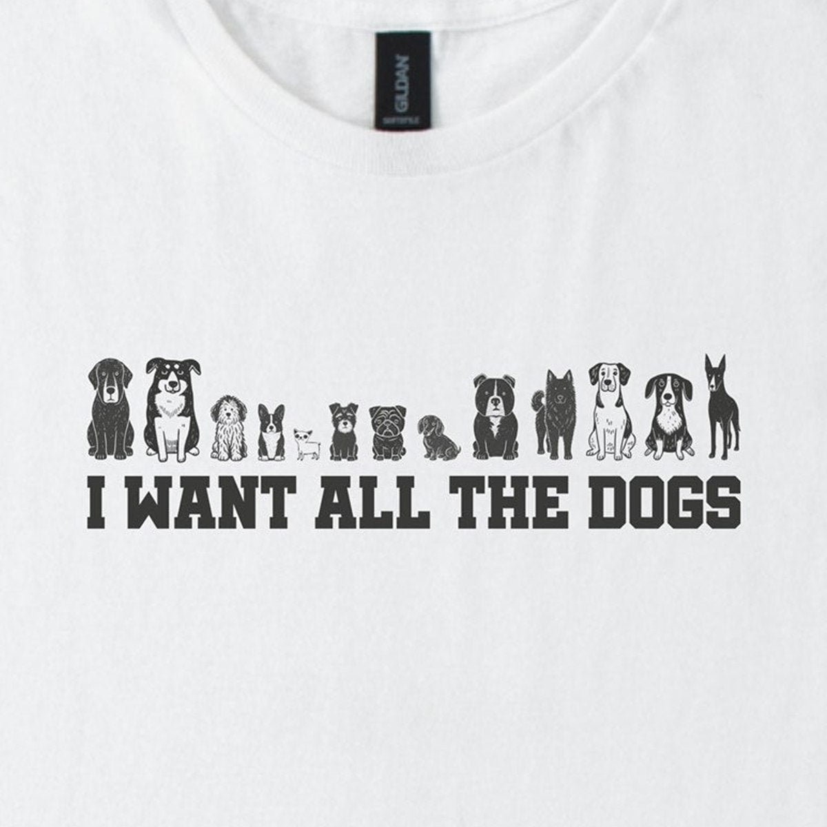 i-want-all-the-dogs-classic-t-shirt - design close up