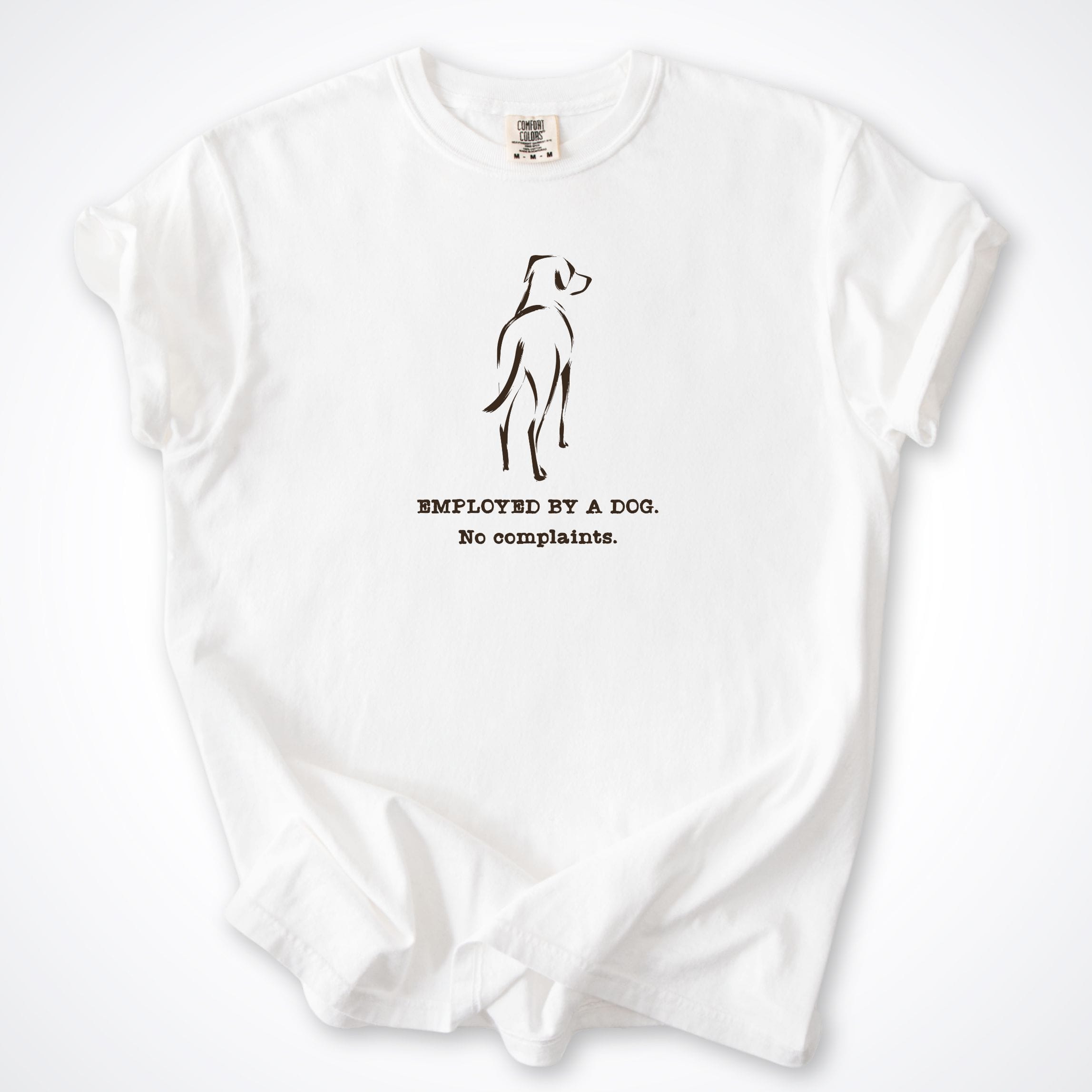 T-Shirt White / S Employed By A Dog. Large Smooth Coat Dog Comfort Colors T-Shirt ReallyintoDogs