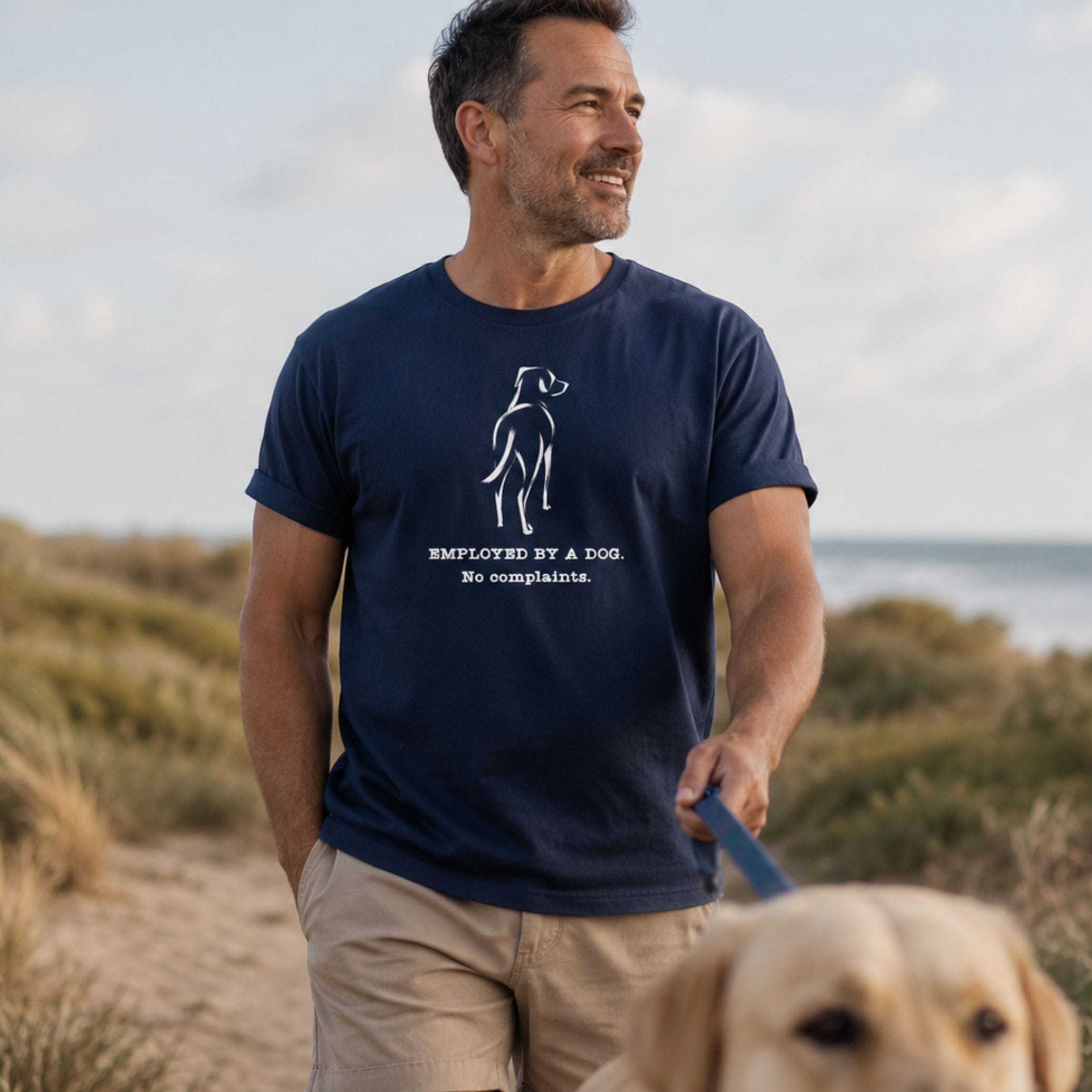 T-Shirt Employed By A Dog. Large Smooth Coat Dog T-Shirt ReallyintoDogs