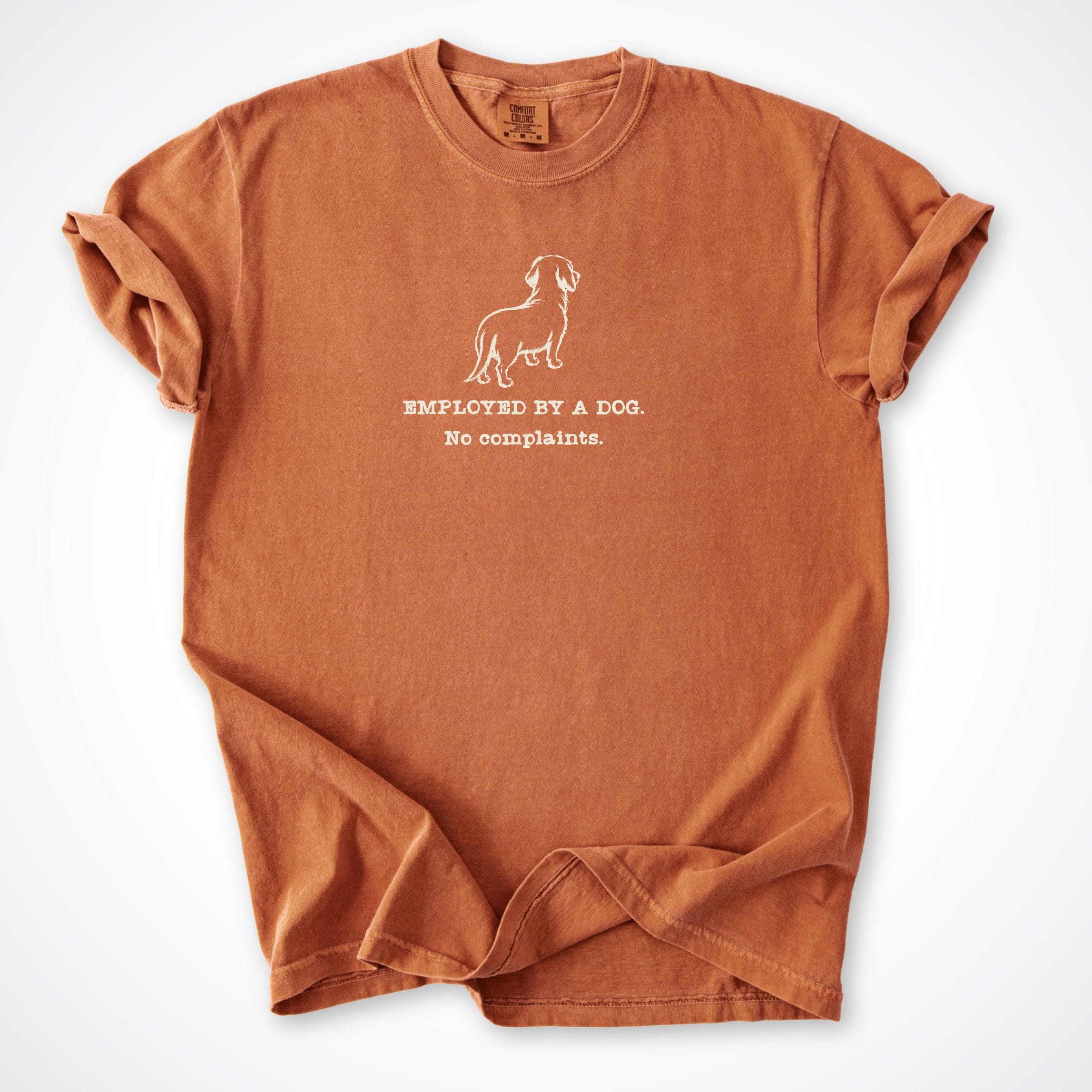 T-Shirt Yam / S Employed By A Dog. Small Long Dog Comfort Colors T-Shirt ReallyintoDogs