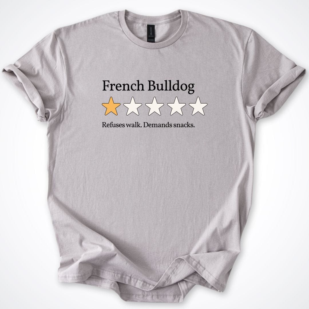 T-Shirt Ice Grey / S French Bulldog One Star Review 3.0 T-Shirt ReallyintoDogs