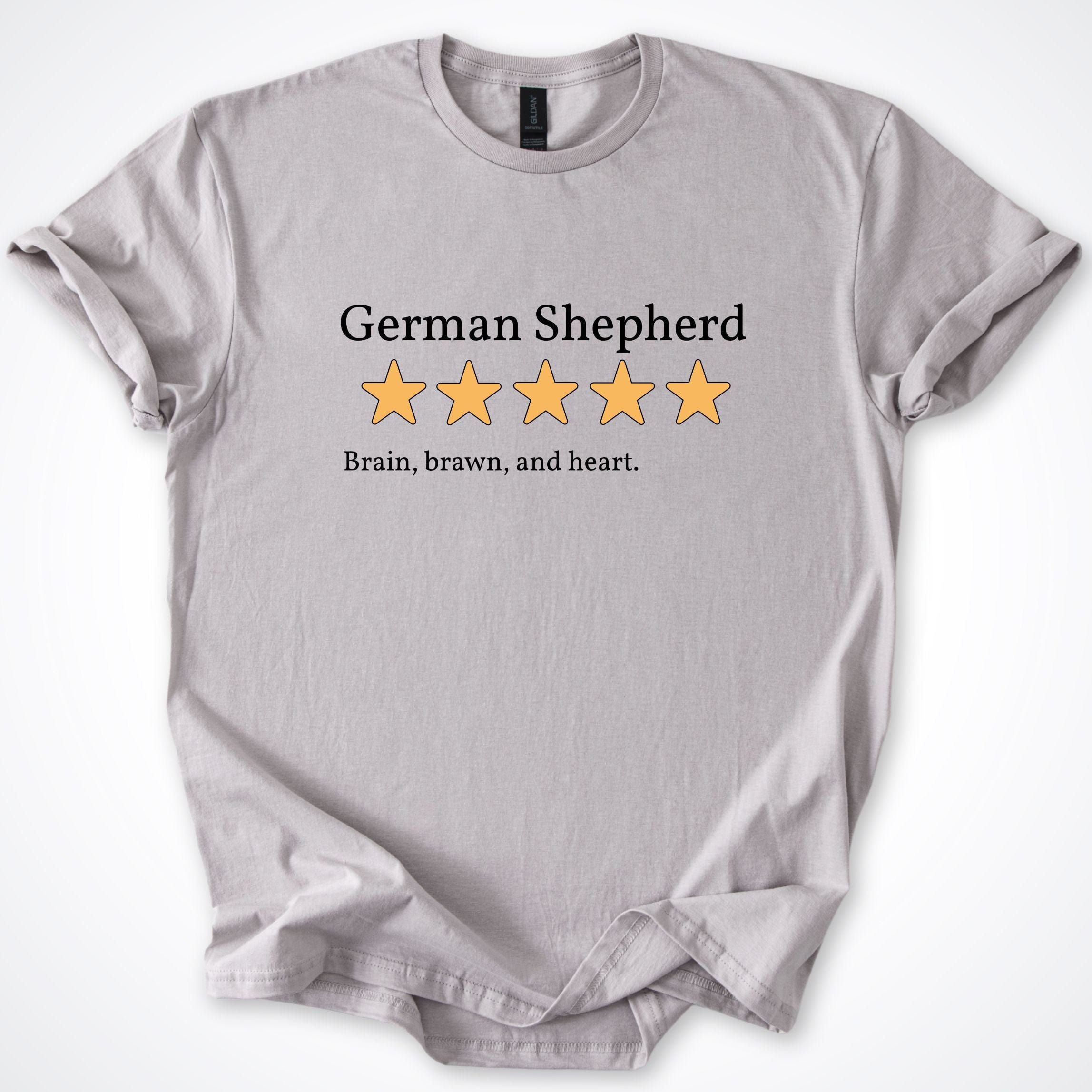 T-Shirt Ice Grey / S German Shepherd Five Star Review T-Shirt ReallyintoDogs